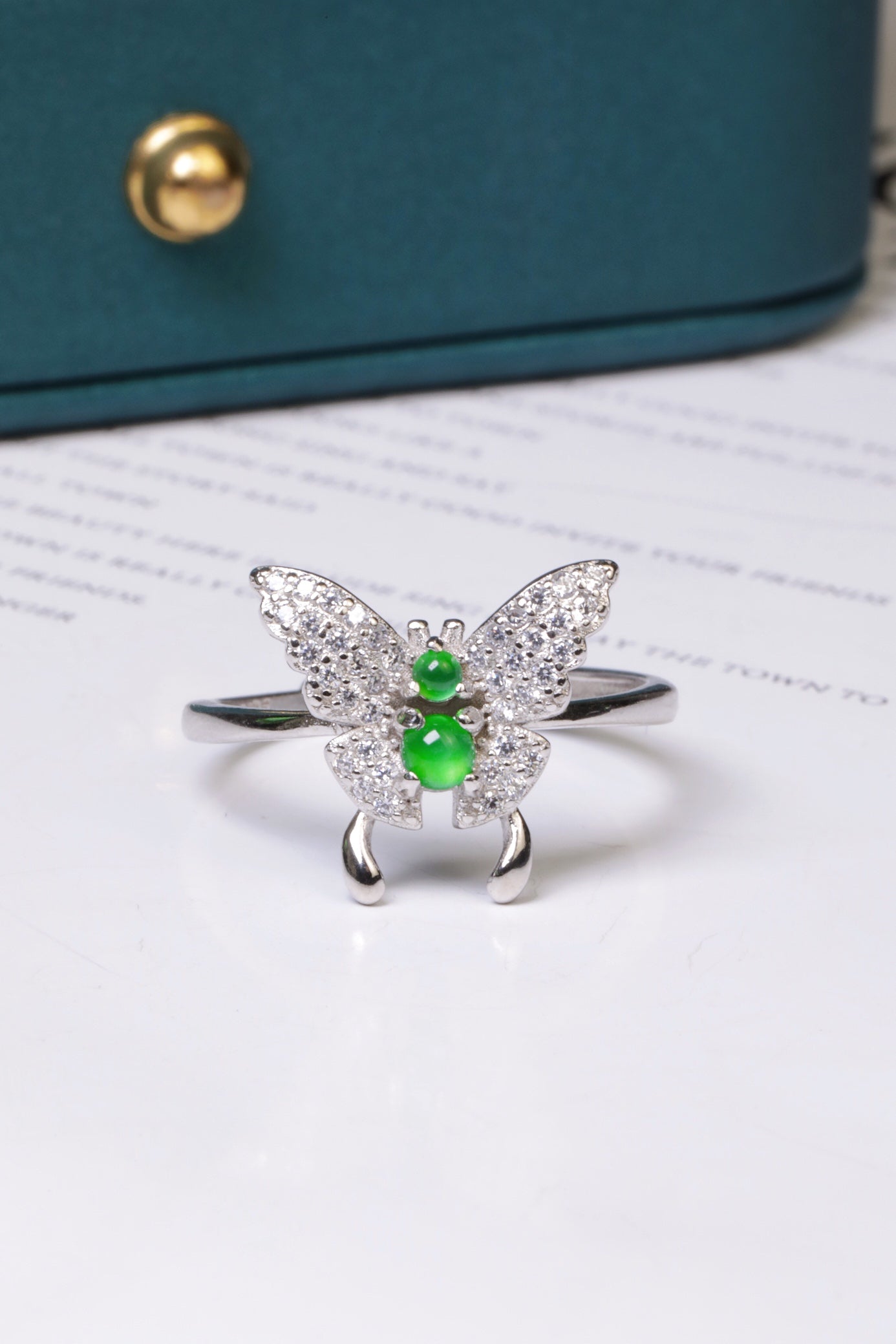 Butterfly Ring S925 Silver Jade