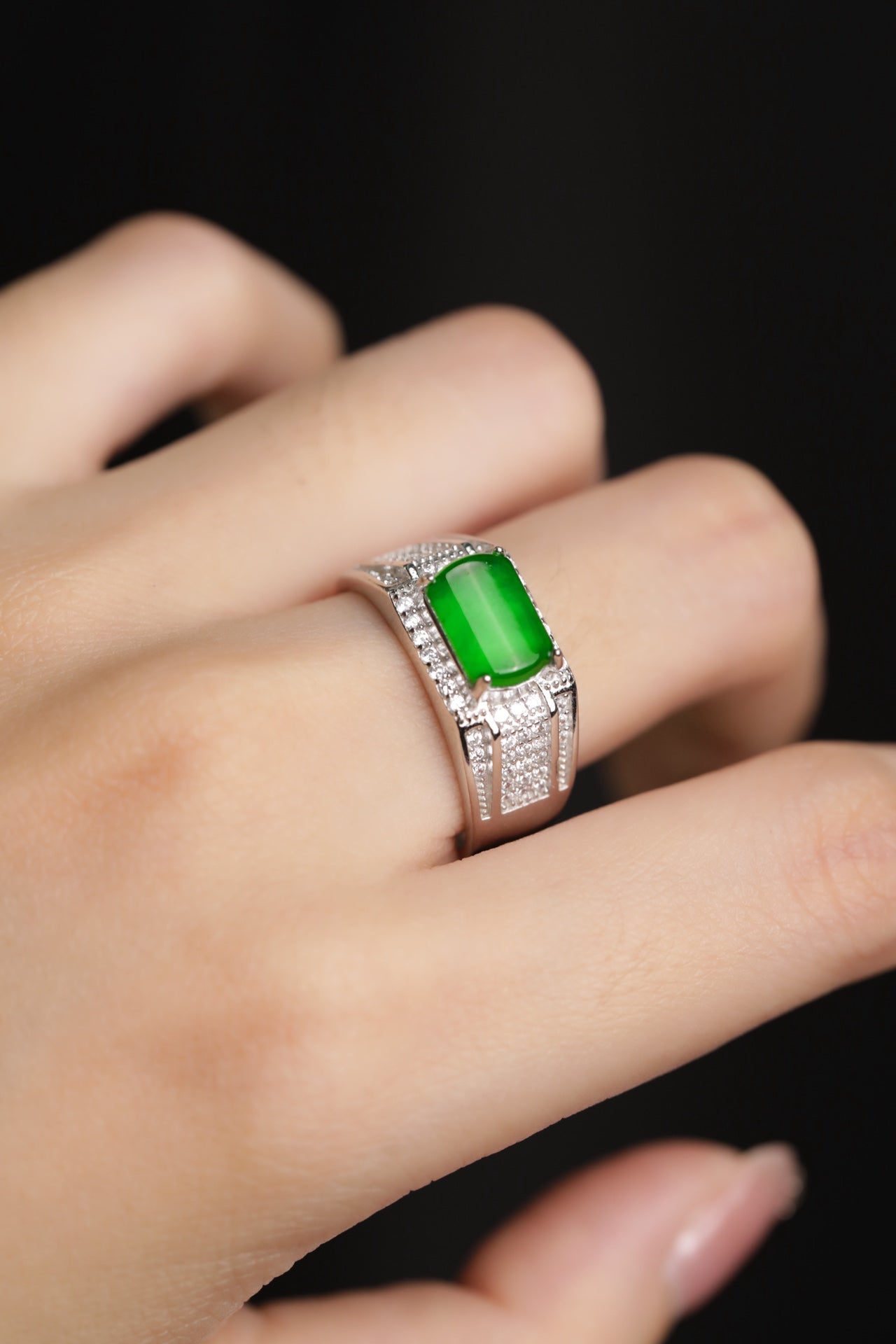 Saddle Ring S925 Silver Jade