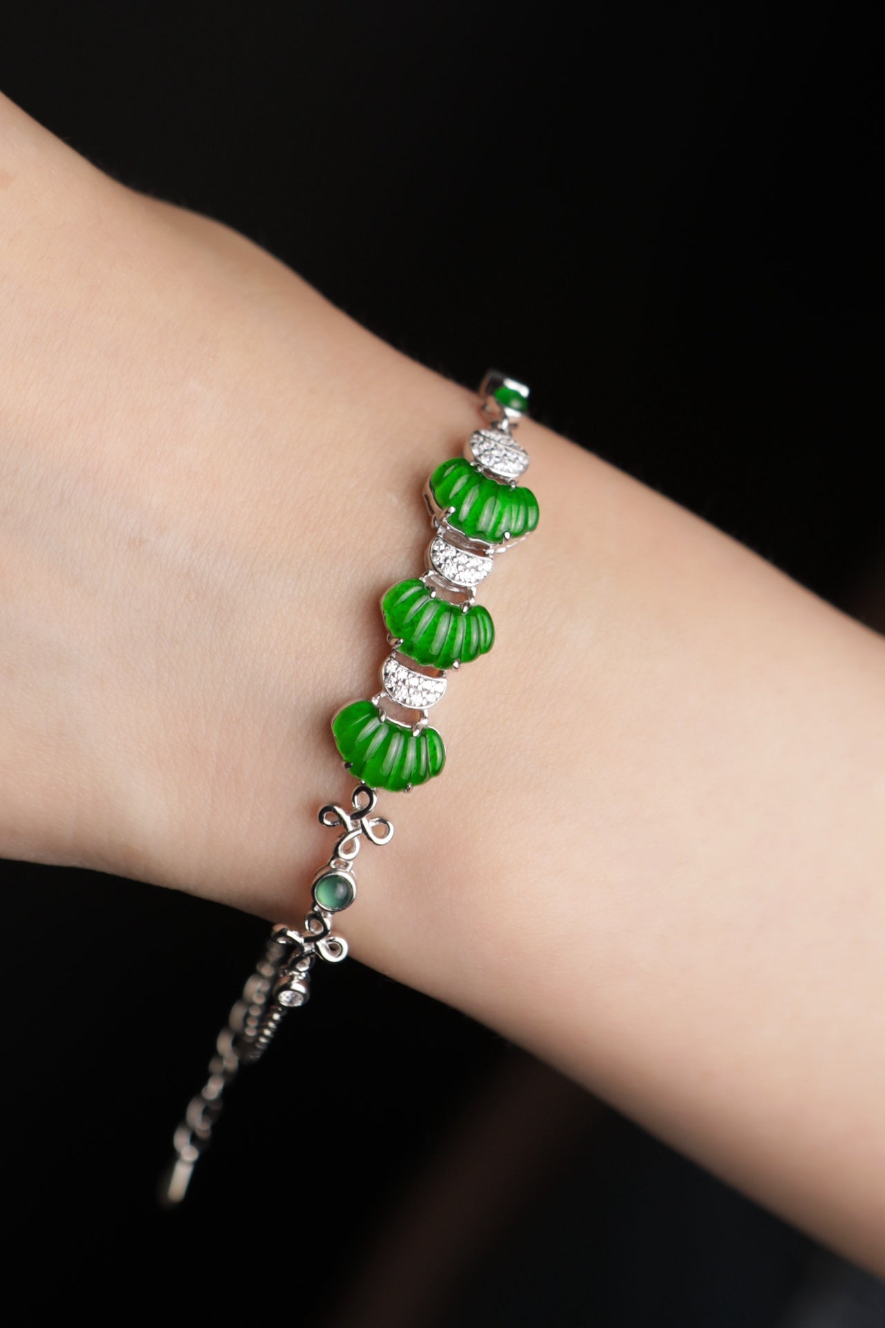 Fu Lu Shou bracelet S925 silver jadeite