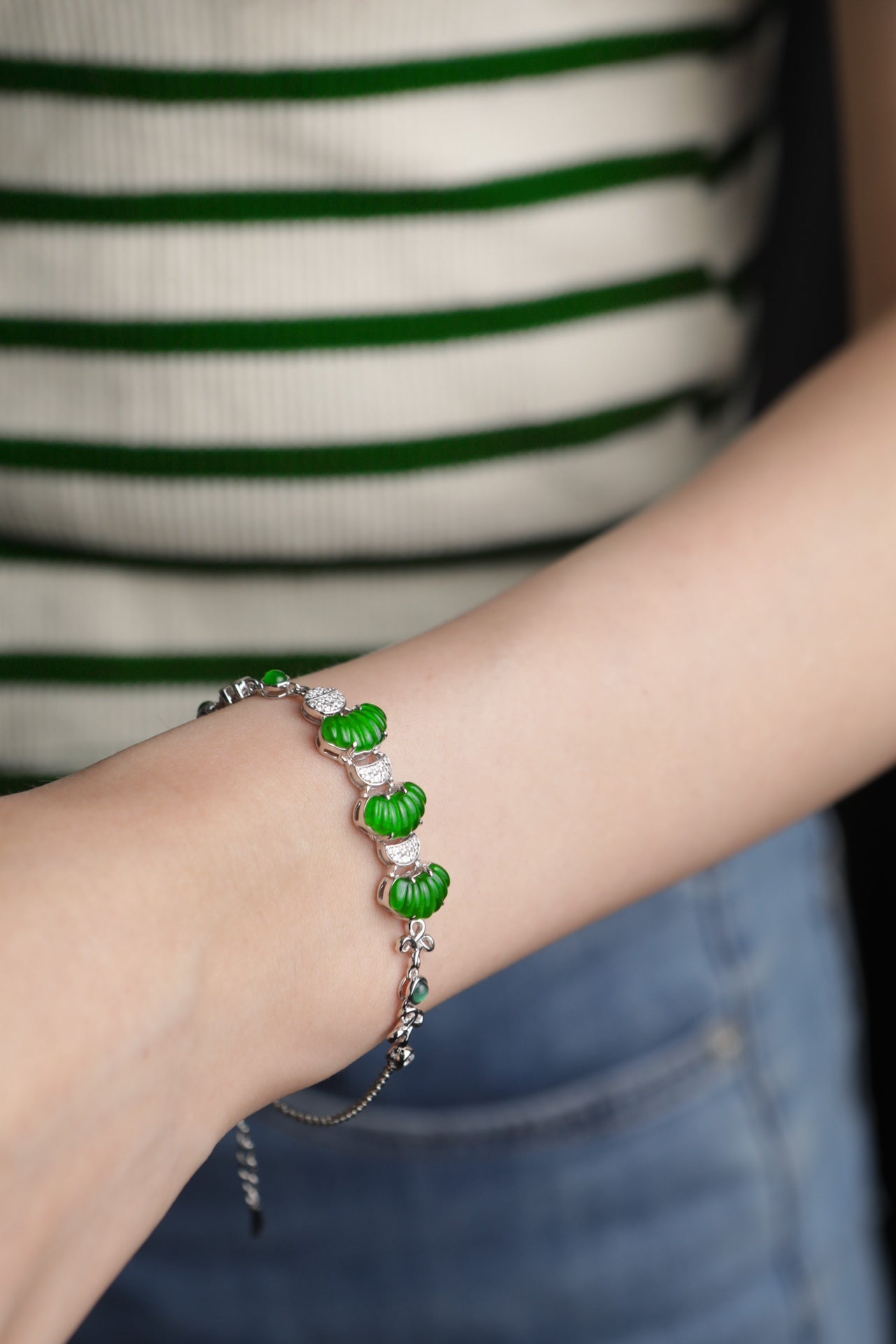 Fu Lu Shou bracelet S925 silver jadeite