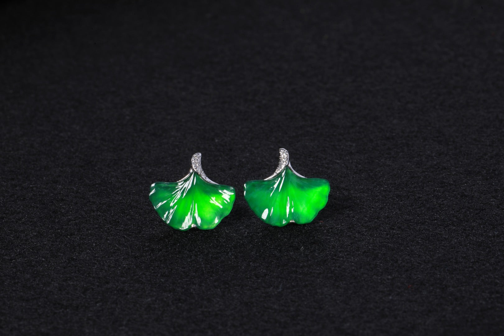 Apricot Leaf Earrings S925 Silver Jade