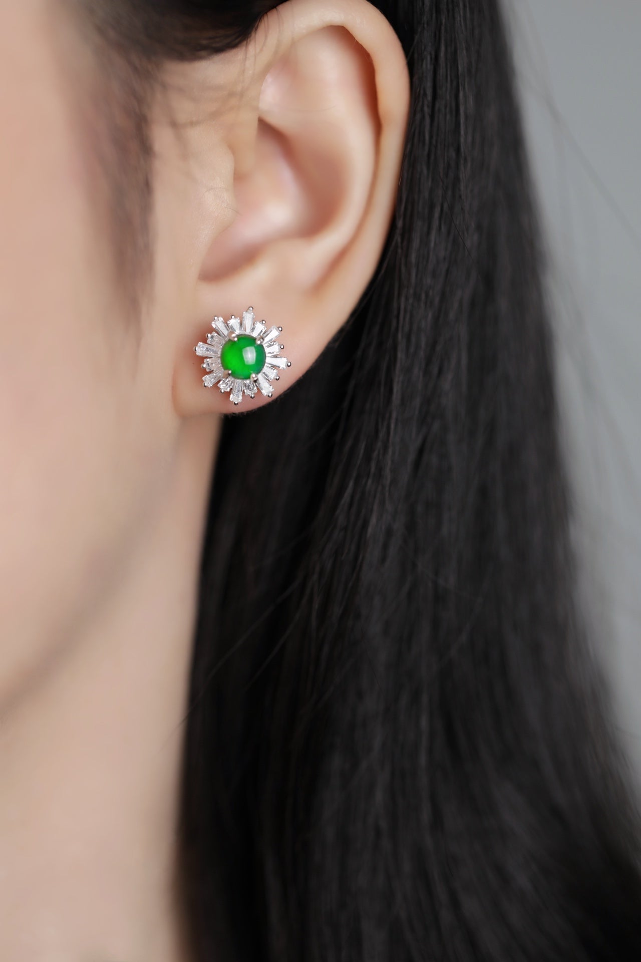 Crystal Kiss Earrings S925 silver Jade