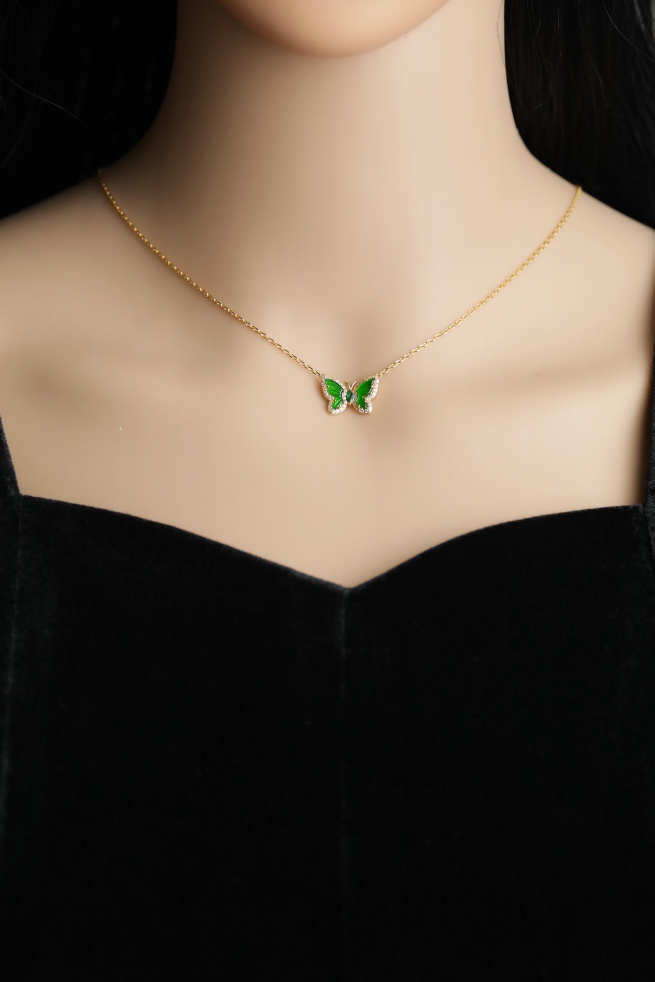 Butterfly Ring-Necklace S925 Silver Jade