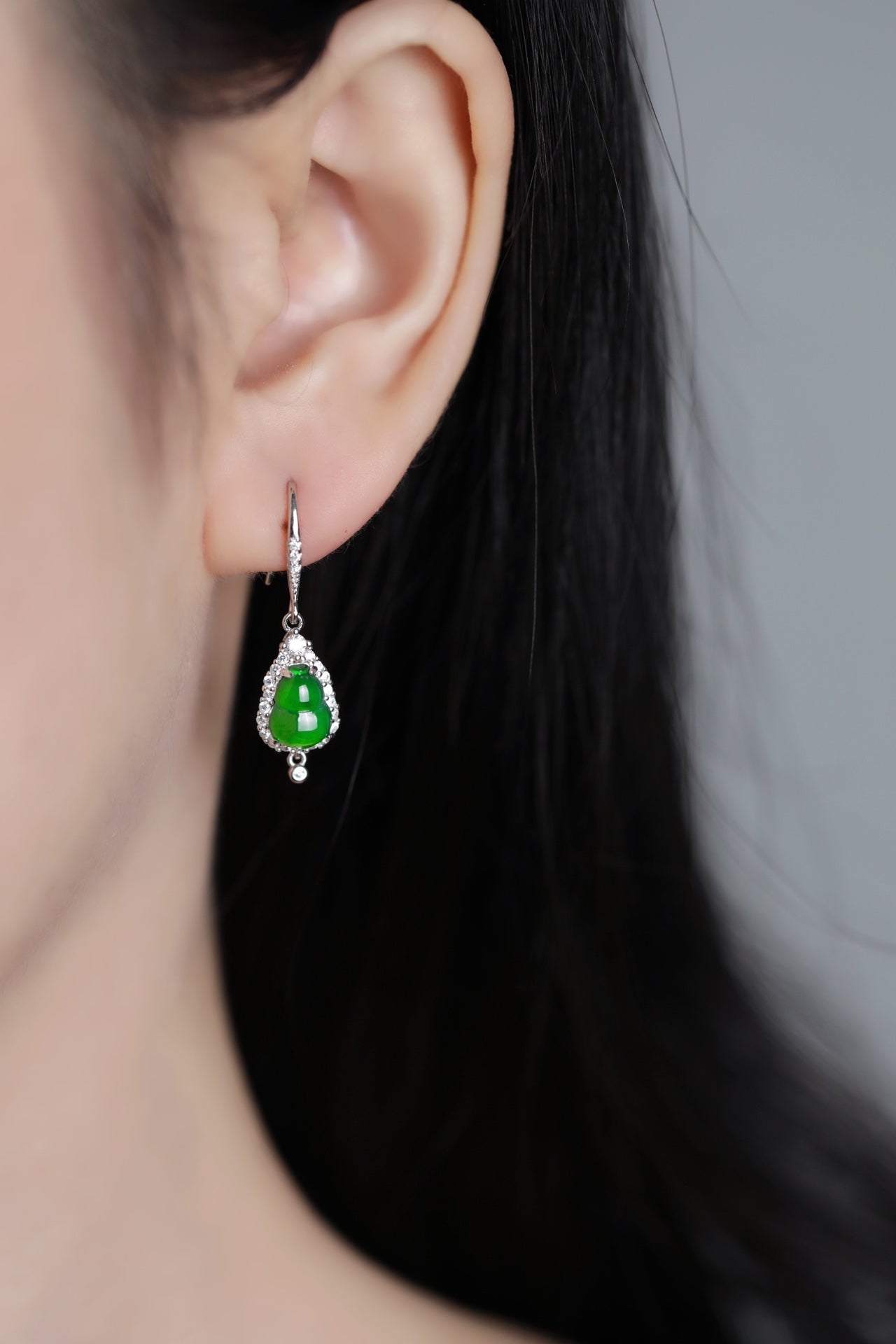 Gourd Earrings S925 Silver Jade