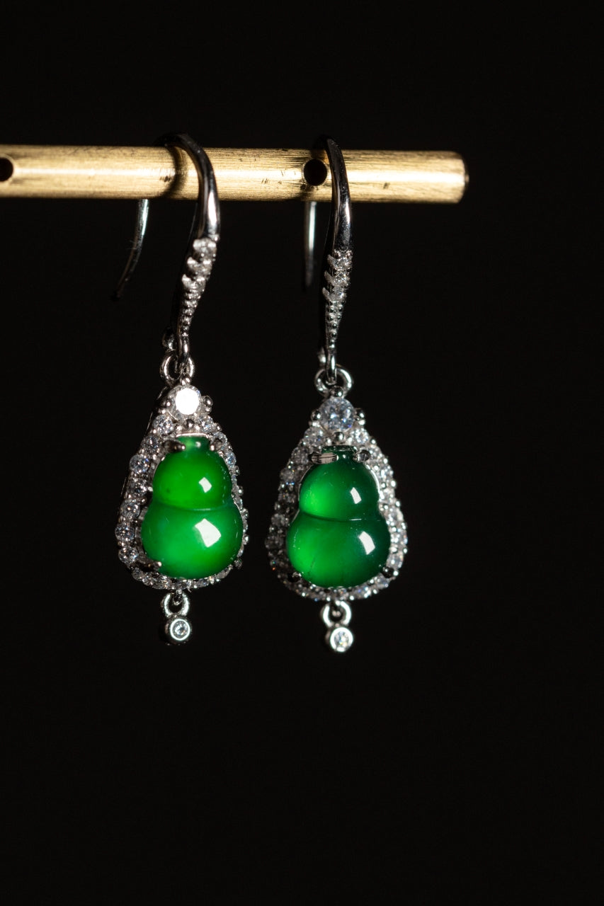 Gourd Earrings S925 Silver Jade