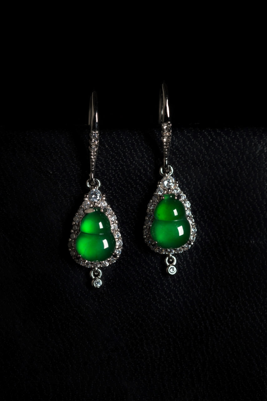 Gourd Earrings S925 Silver Jade