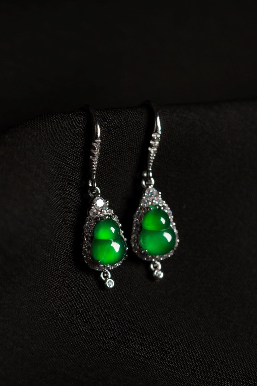 Gourd Earrings S925 Silver Jade