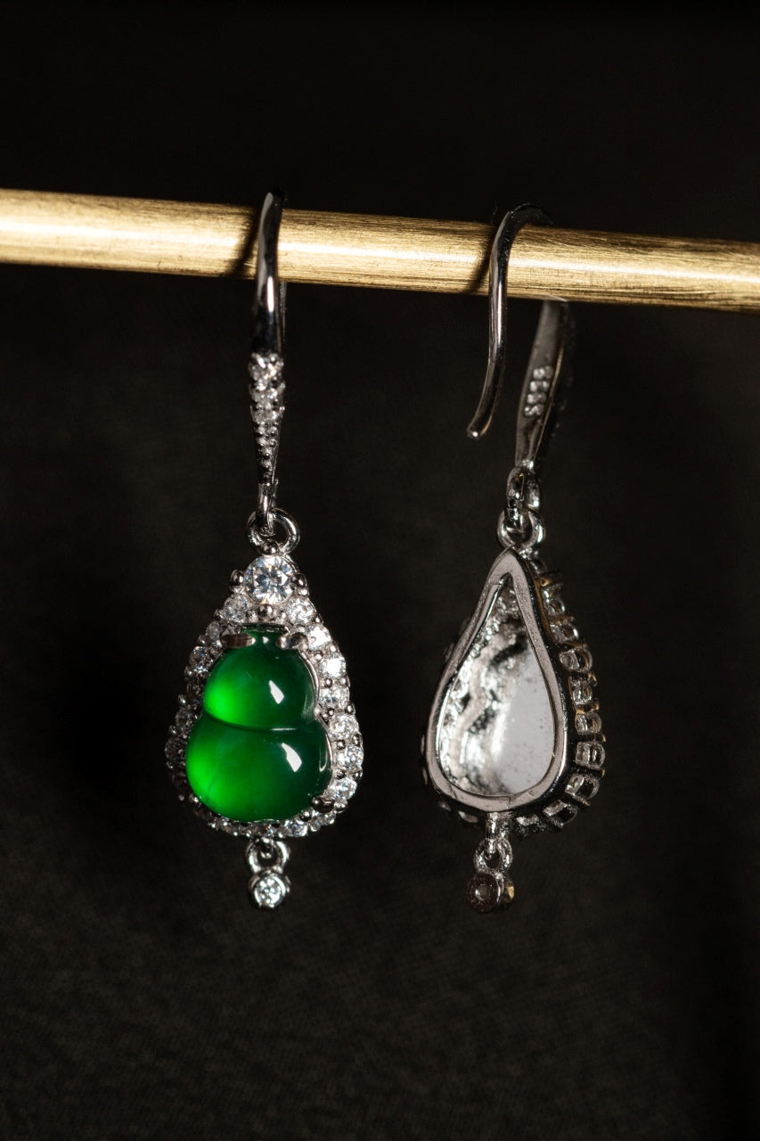 Gourd Earrings S925 Silver Jade