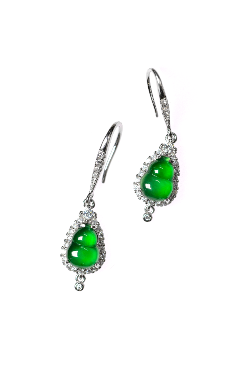 Gourd Earrings S925 Silver Jade