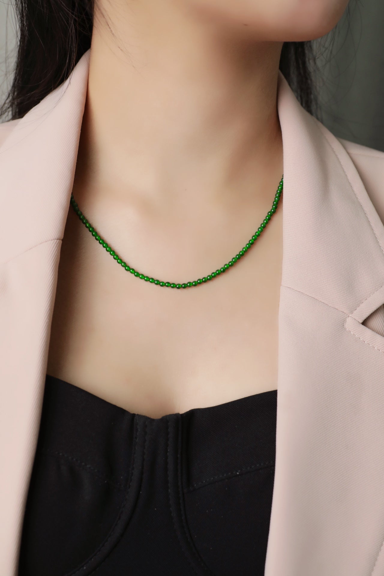 188-Bead Green Emerald Necklace