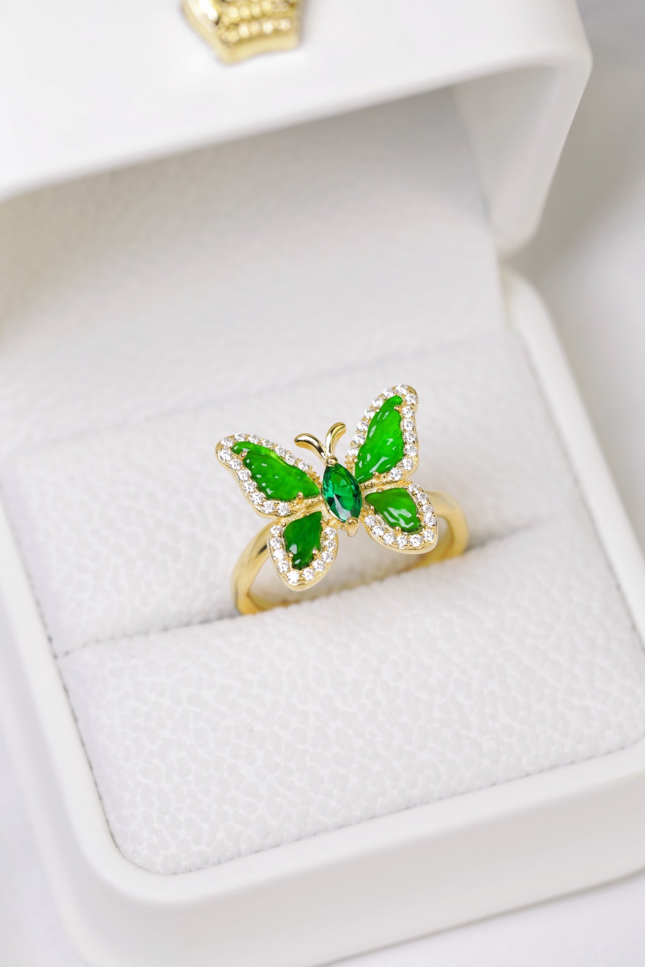 Butterfly Ring-Necklace S925 Silver Jade