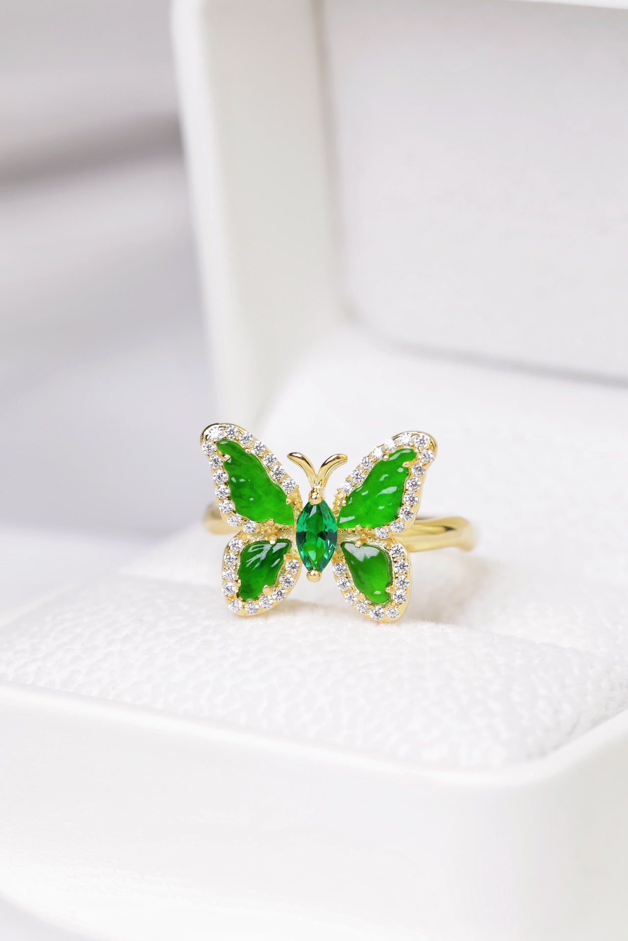 Butterfly Ring-Necklace S925 Silver Jade