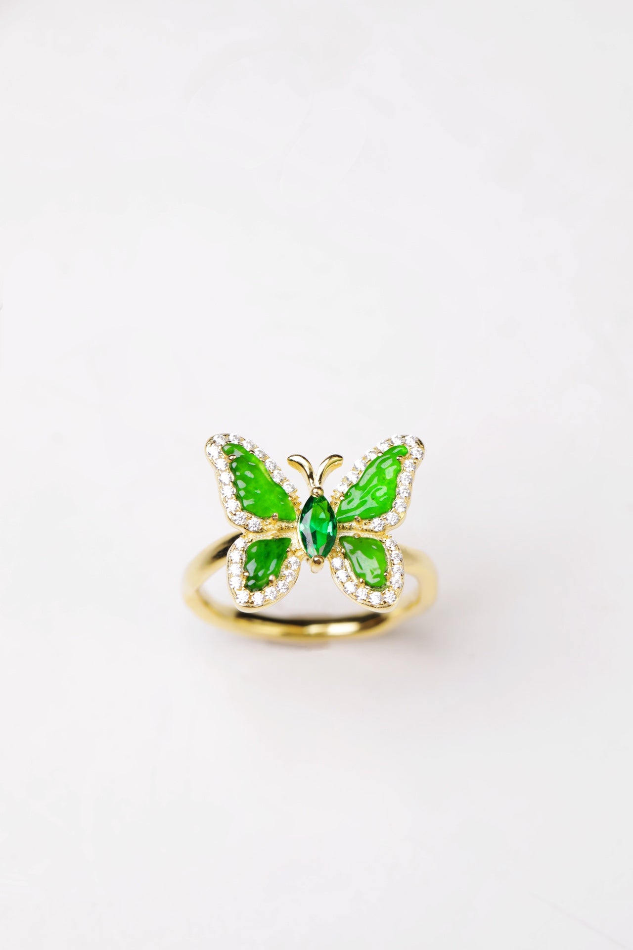 Butterfly Ring-Necklace S925 Silver Jade