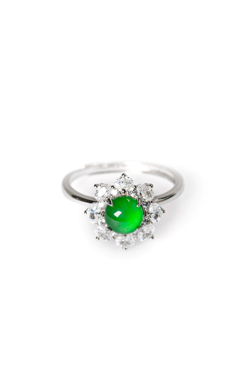 Egg-shaped ring S925 silver jade