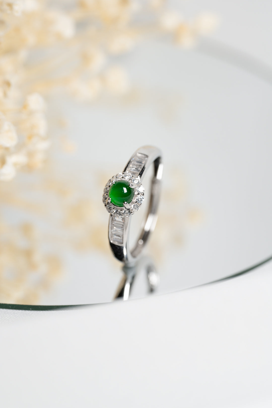 Moonlight Bright Ring S925 silver jade