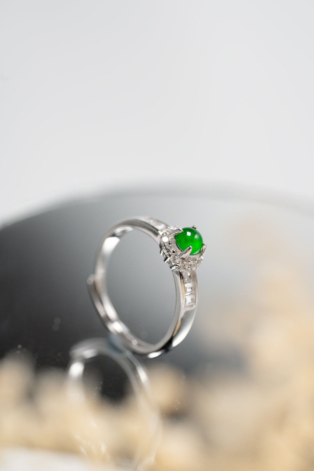 Moonlight Bright Ring S925 silver jade