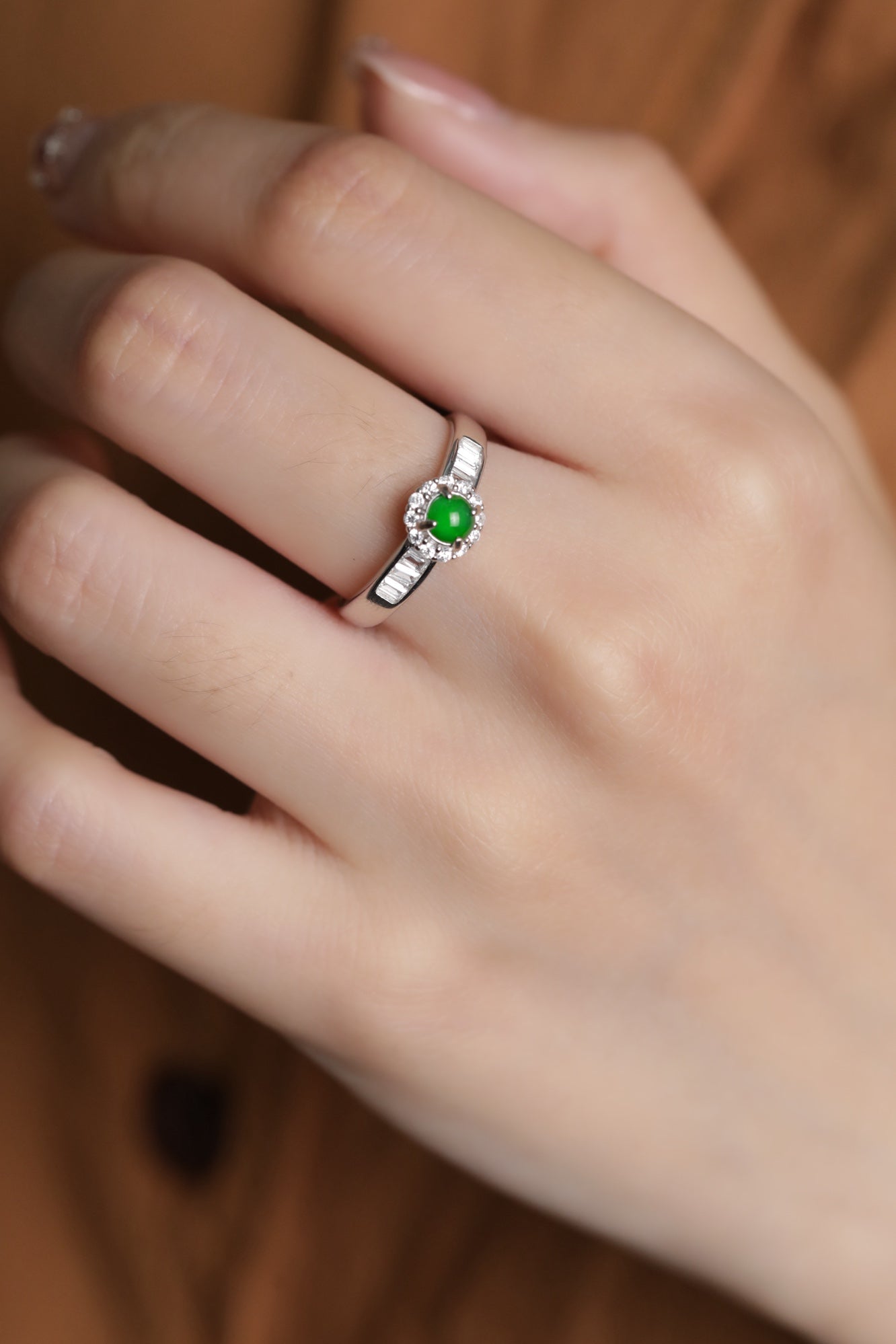 Moonlight Bright Ring S925 silver jade