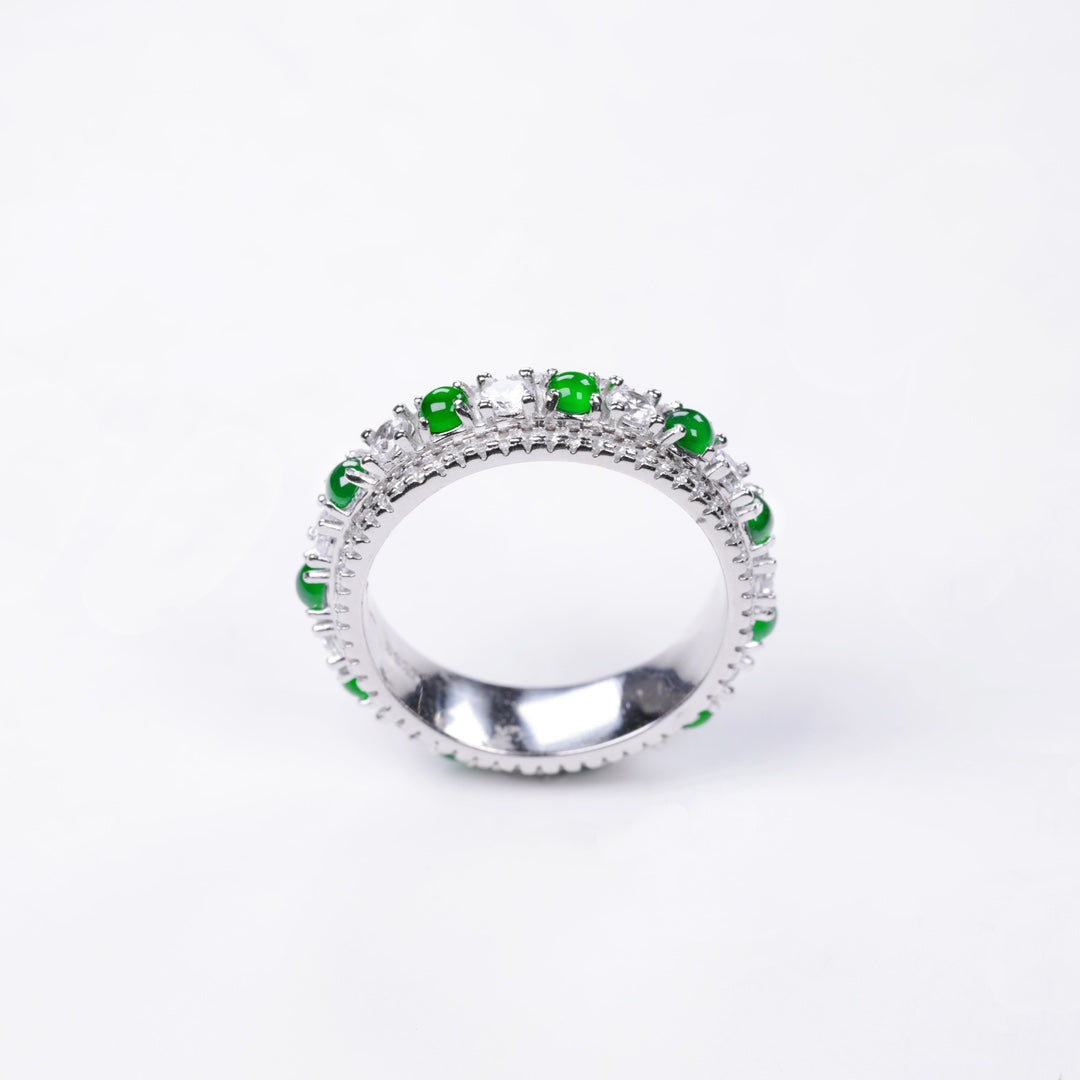 Rotating egg-shaped ring S925 silver jade