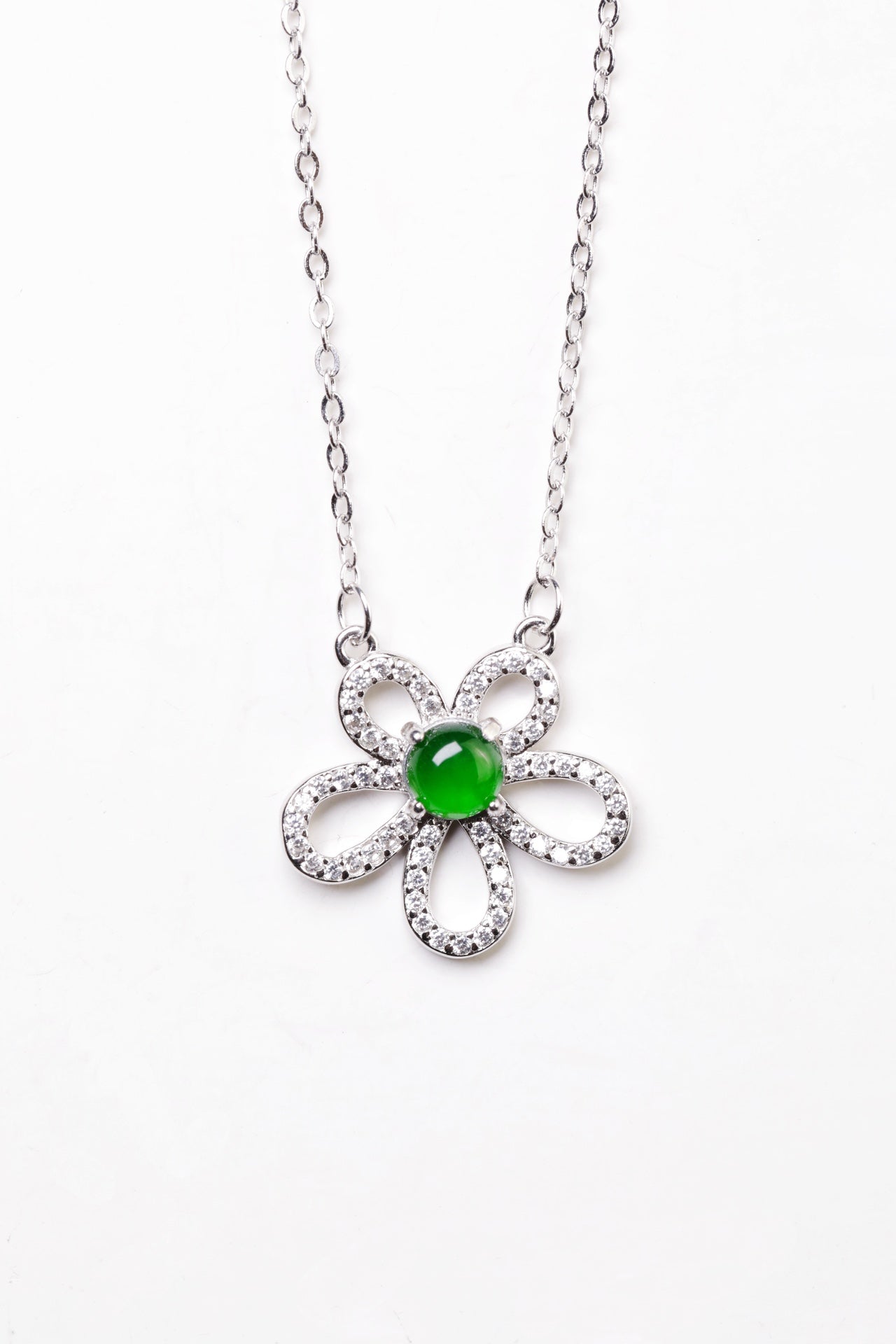 Flower Necklace S925 Silver Jade