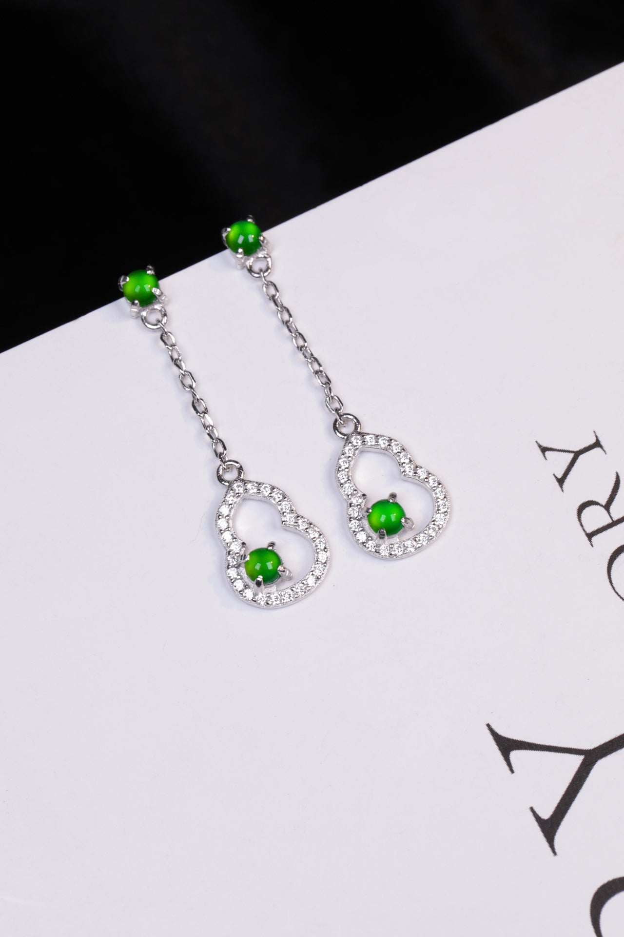 Hollow gourd earrings S925 silver jade