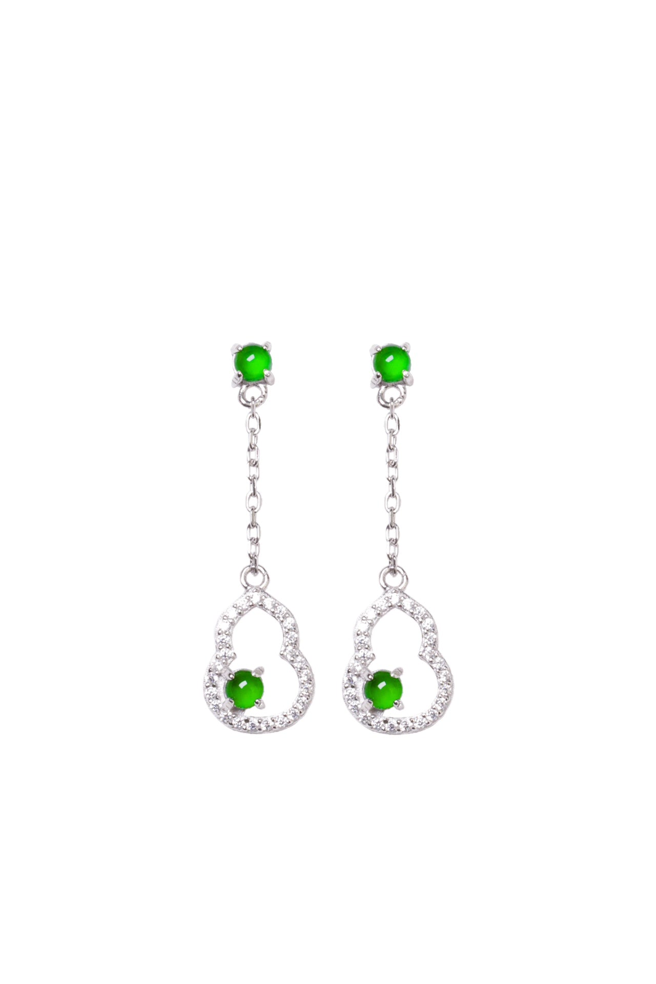 Hollow gourd earrings S925 silver jade