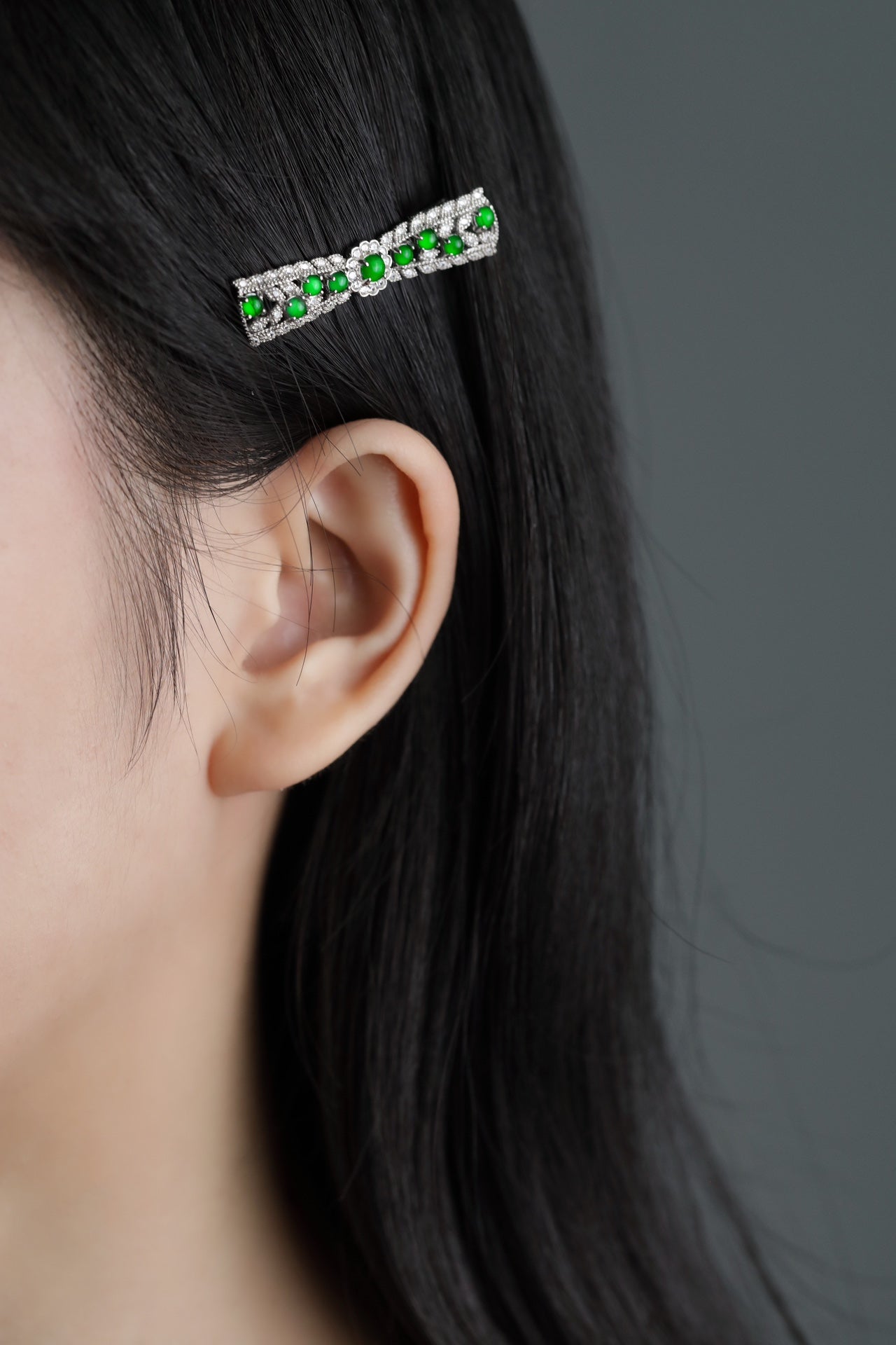 Bow Hairpin S925 Silver Jade