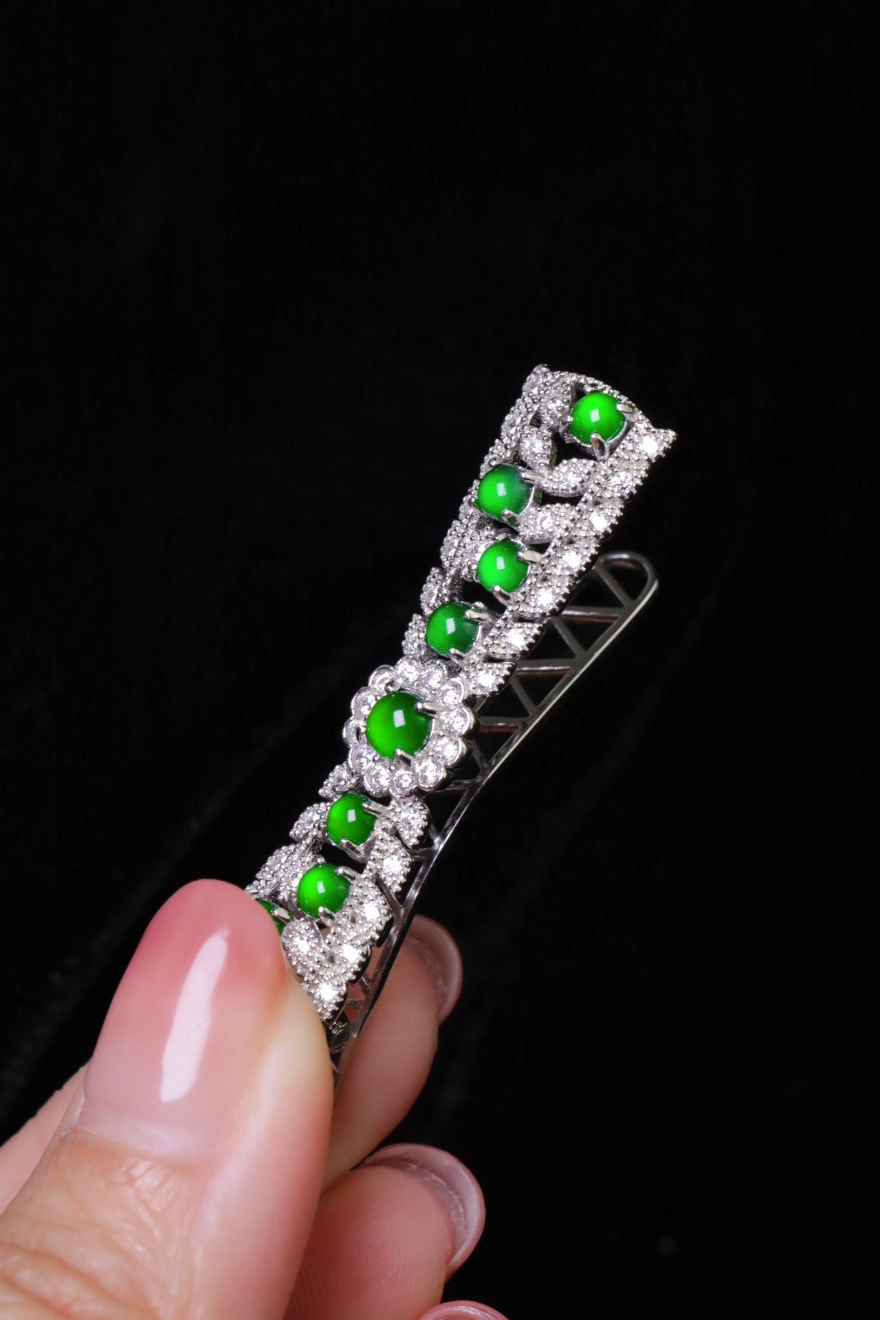 Bow Hairpin S925 Silver Jade