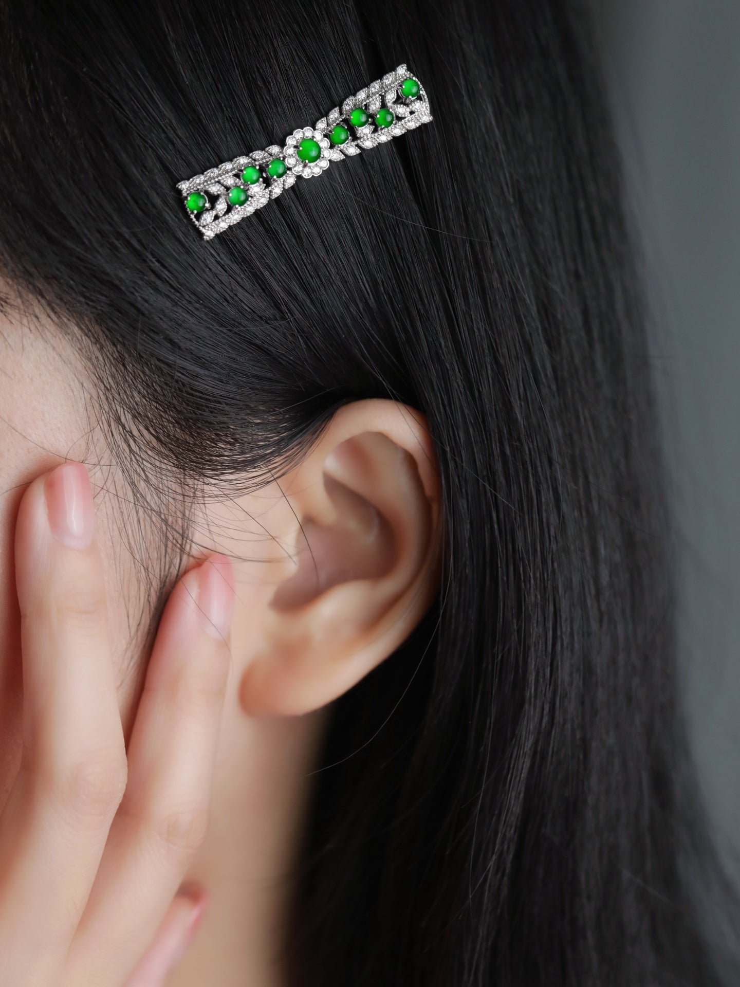 Bow Hairpin S925 Silver Jade