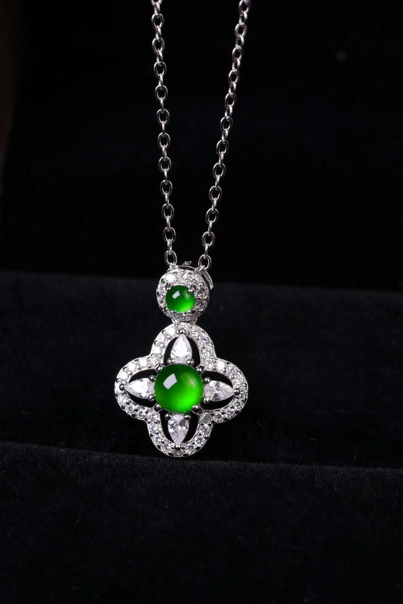 Flower Necklace S925 Silver Jade