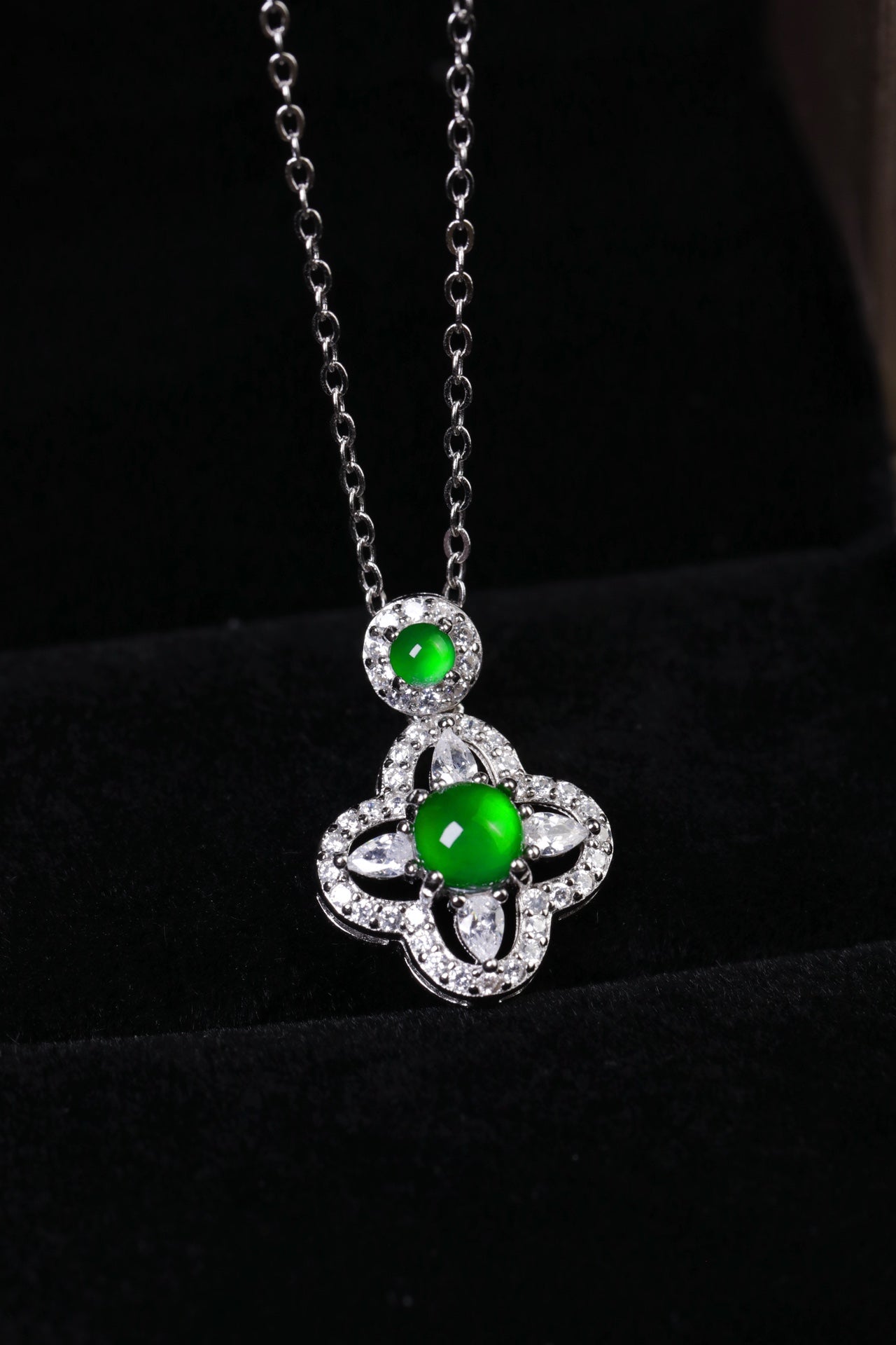 Flower Necklace S925 Silver Jade