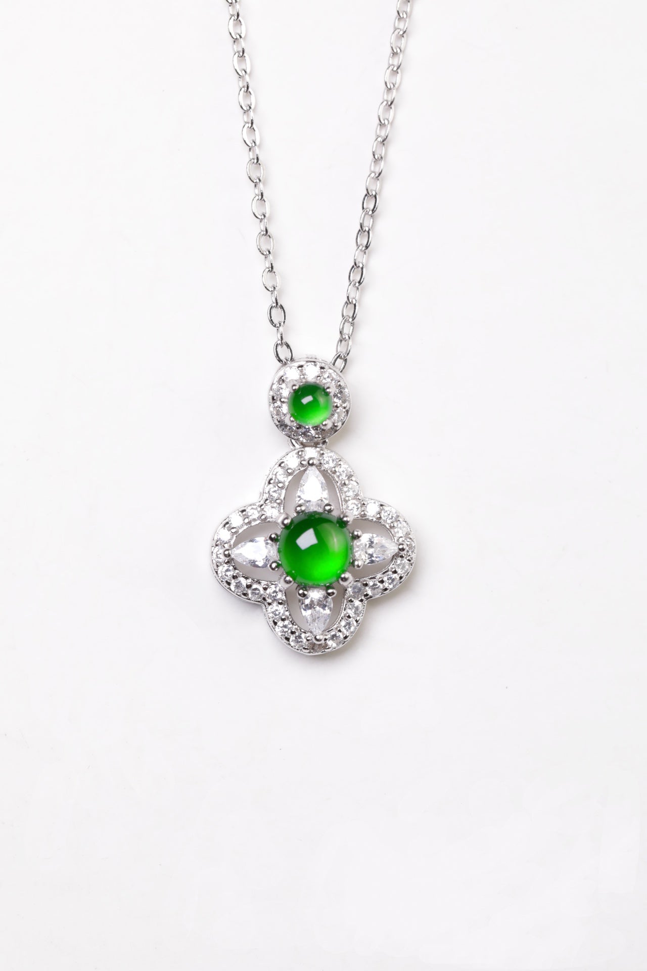 Flower Necklace S925 Silver Jade