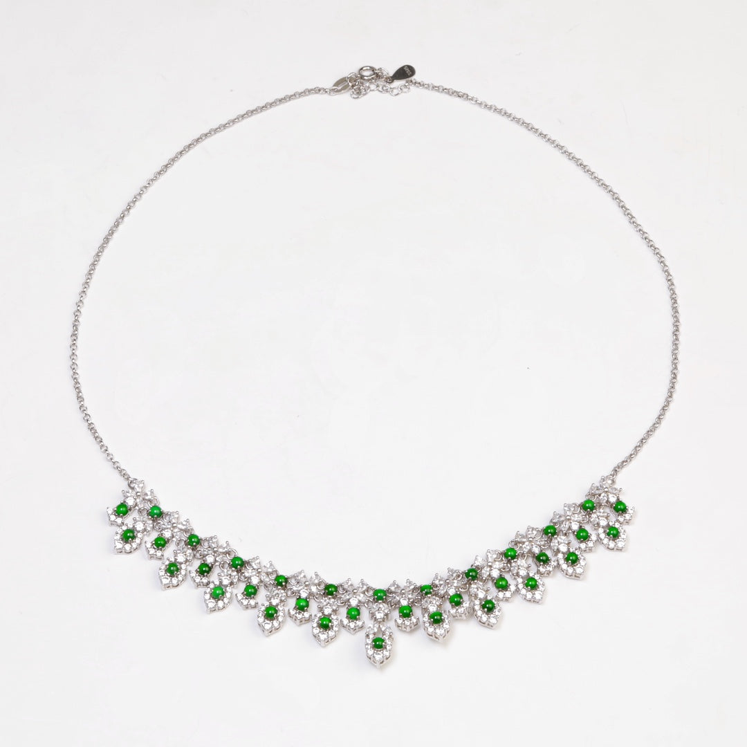 Round Cut Green Jade Necklace Set