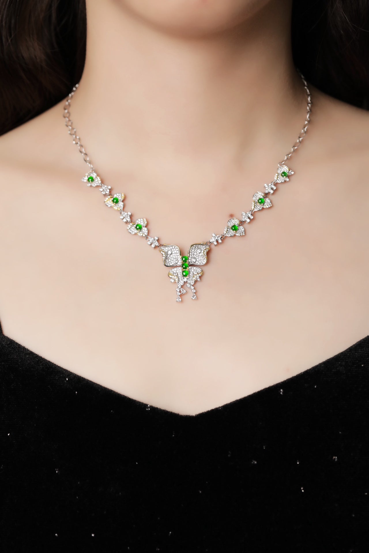 Butterfly Necklace S925 Silver Jade