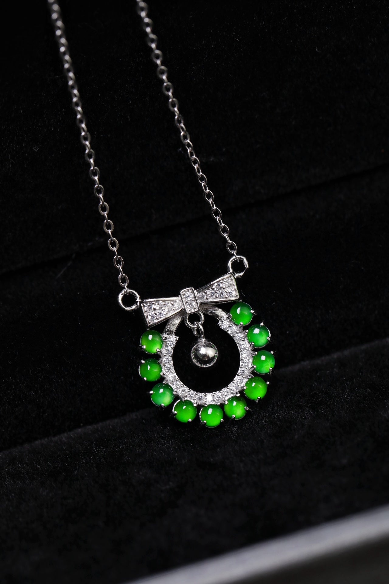 Bow Necklace S925 Silver Jade