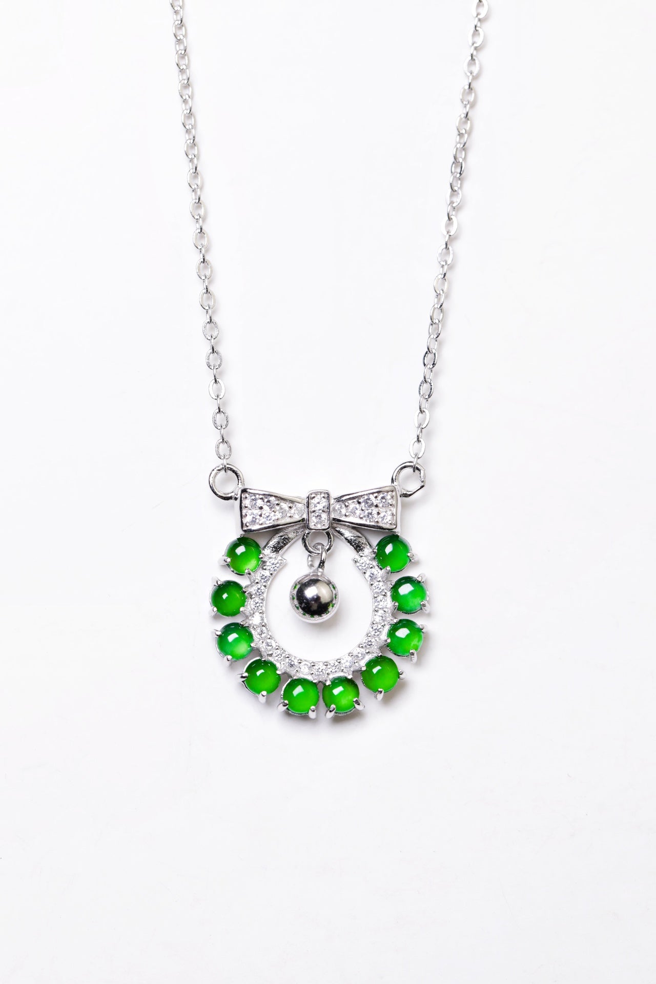 Bow Necklace S925 Silver Jade