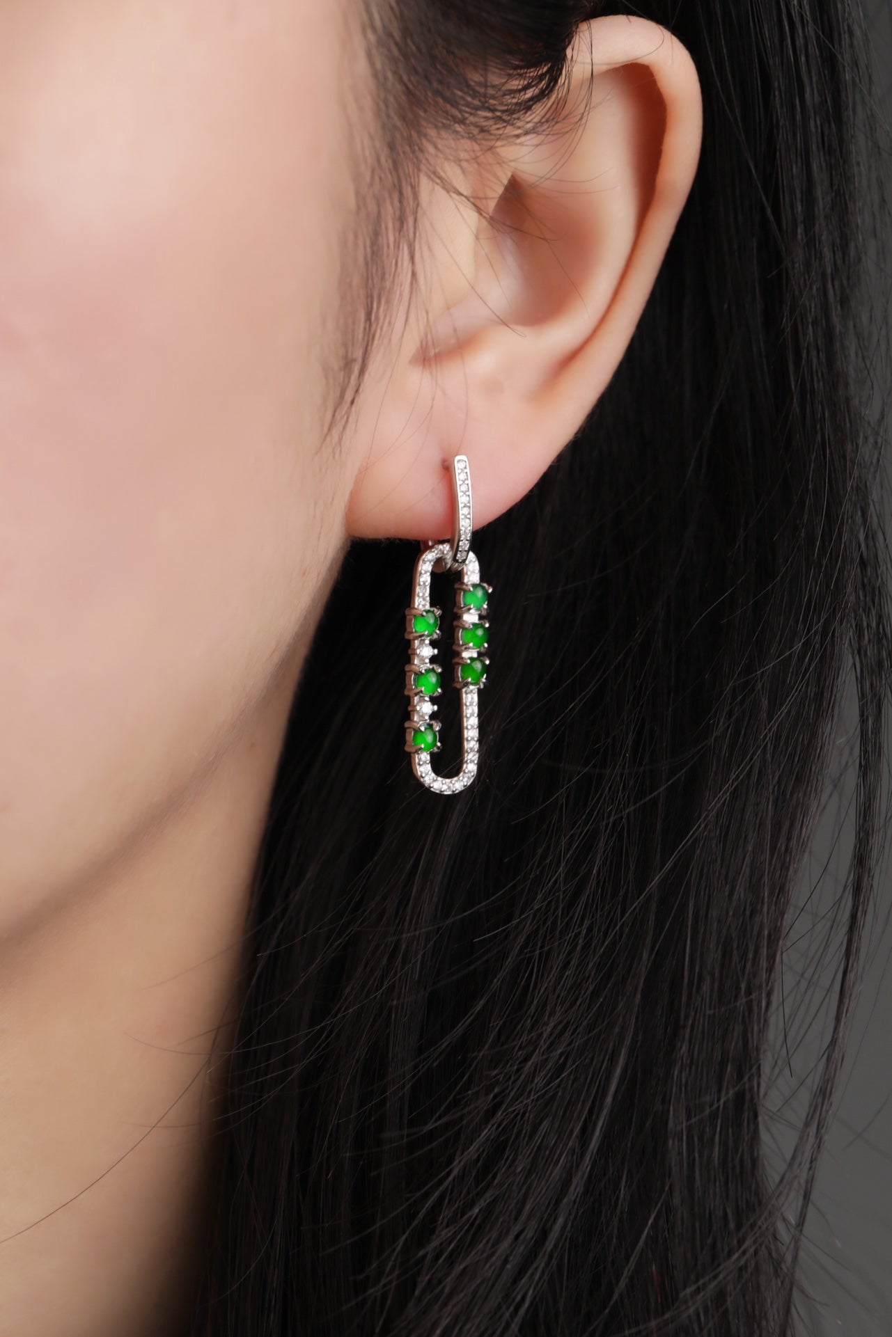 Hoop Earrings S925 Silver Jade