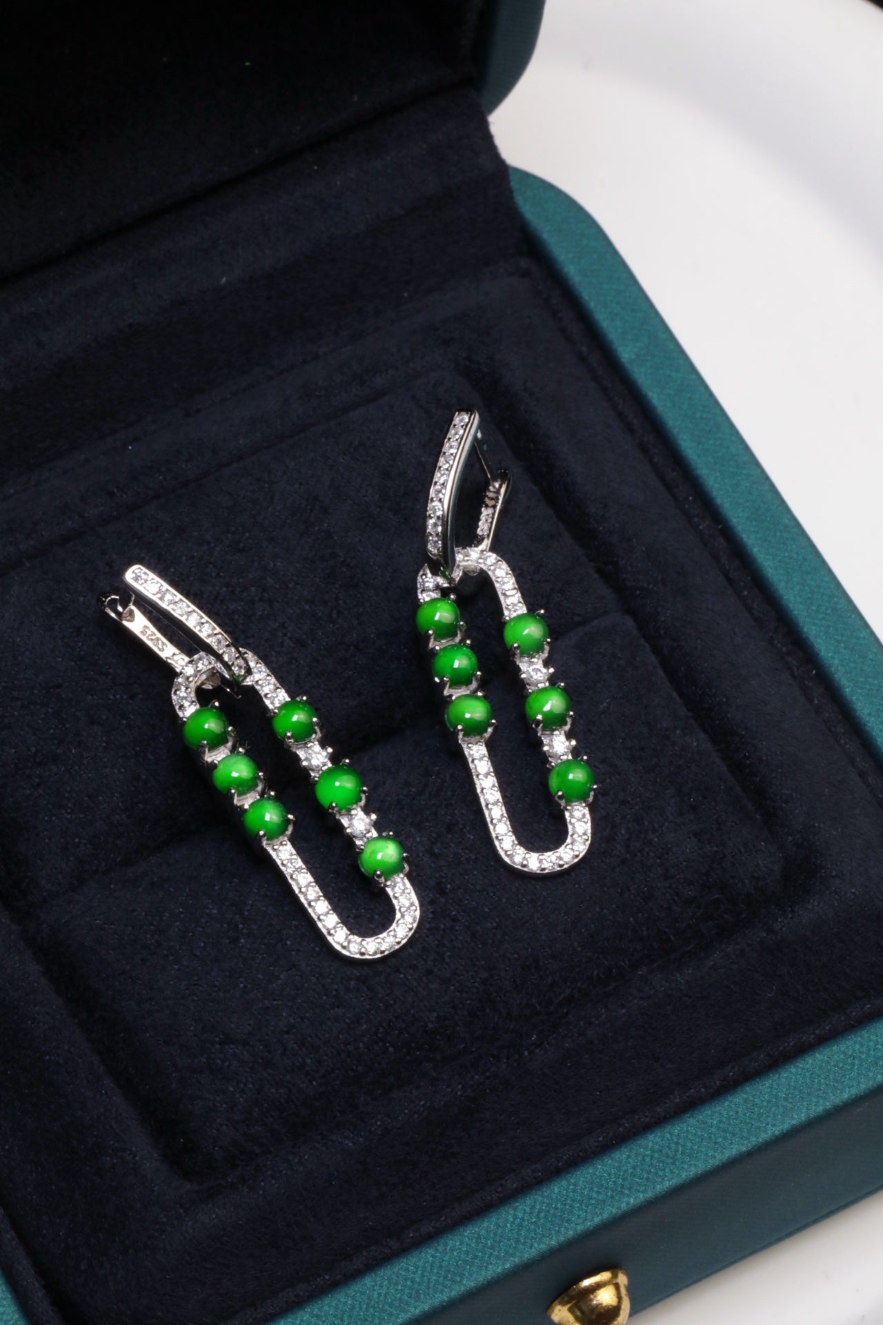 Hoop Earrings S925 Silver Jade