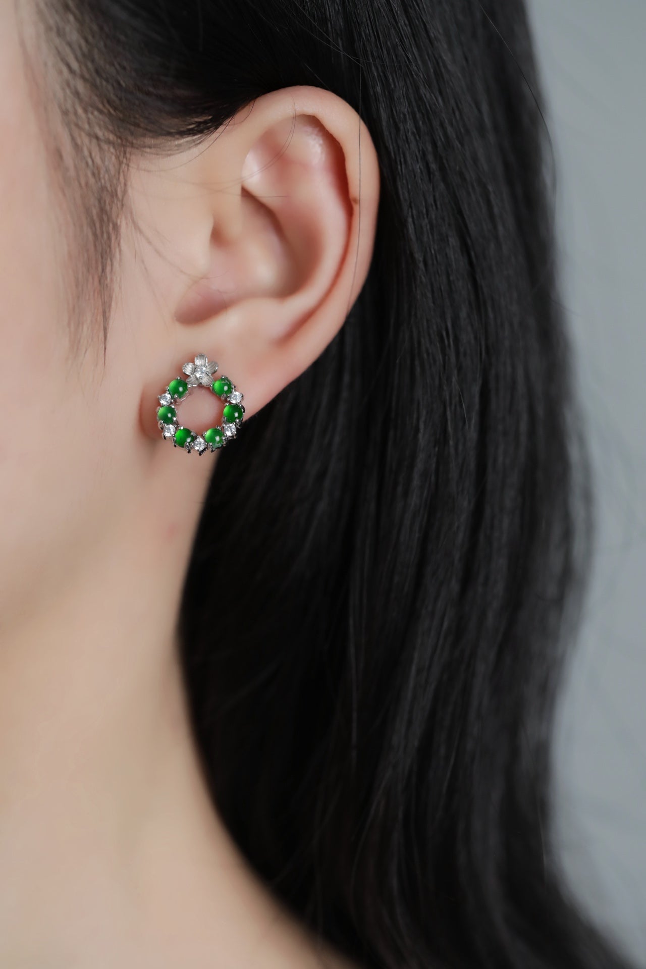 Hoop Earrings S925 Silver Jade