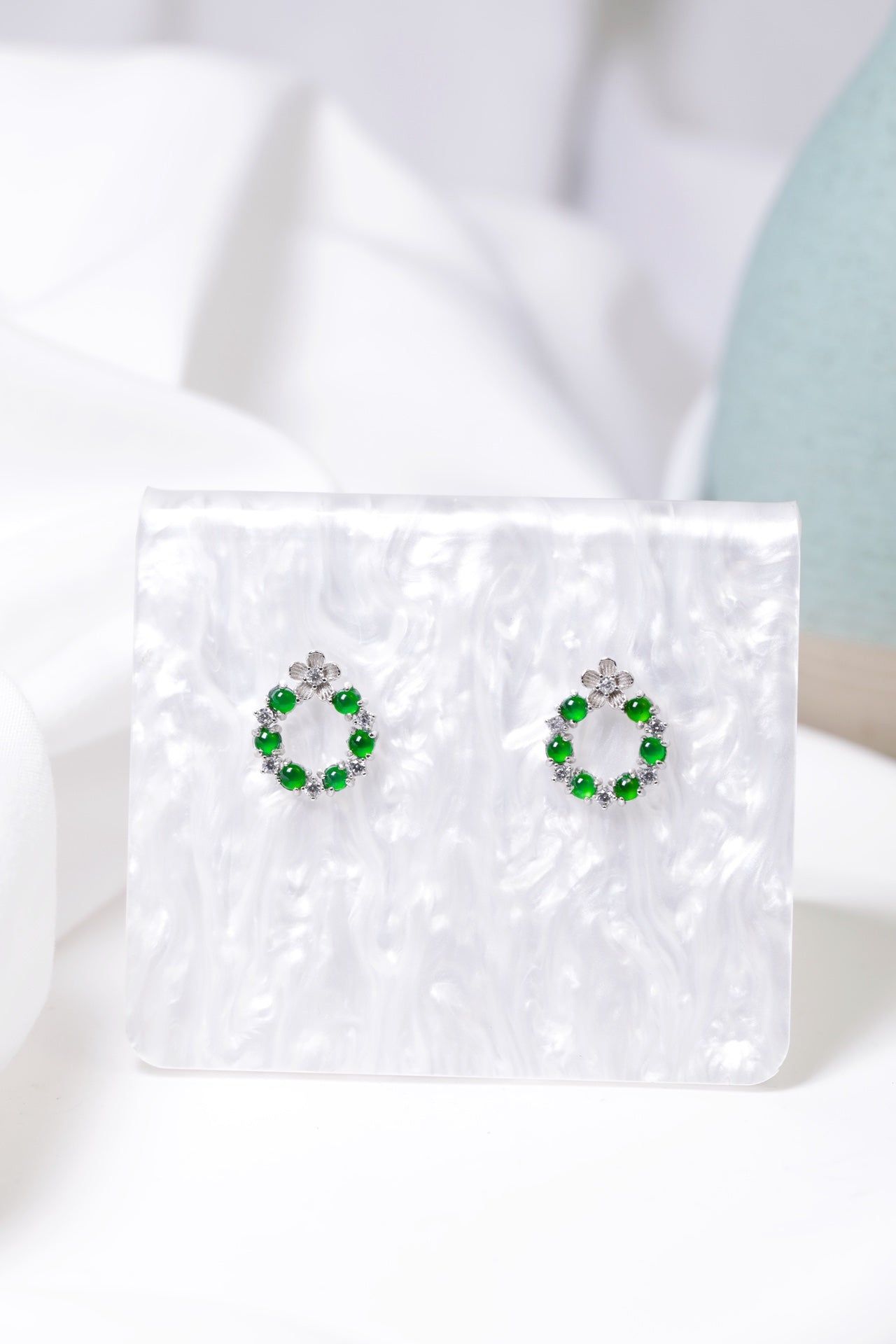 Hoop Earrings S925 Silver Jade