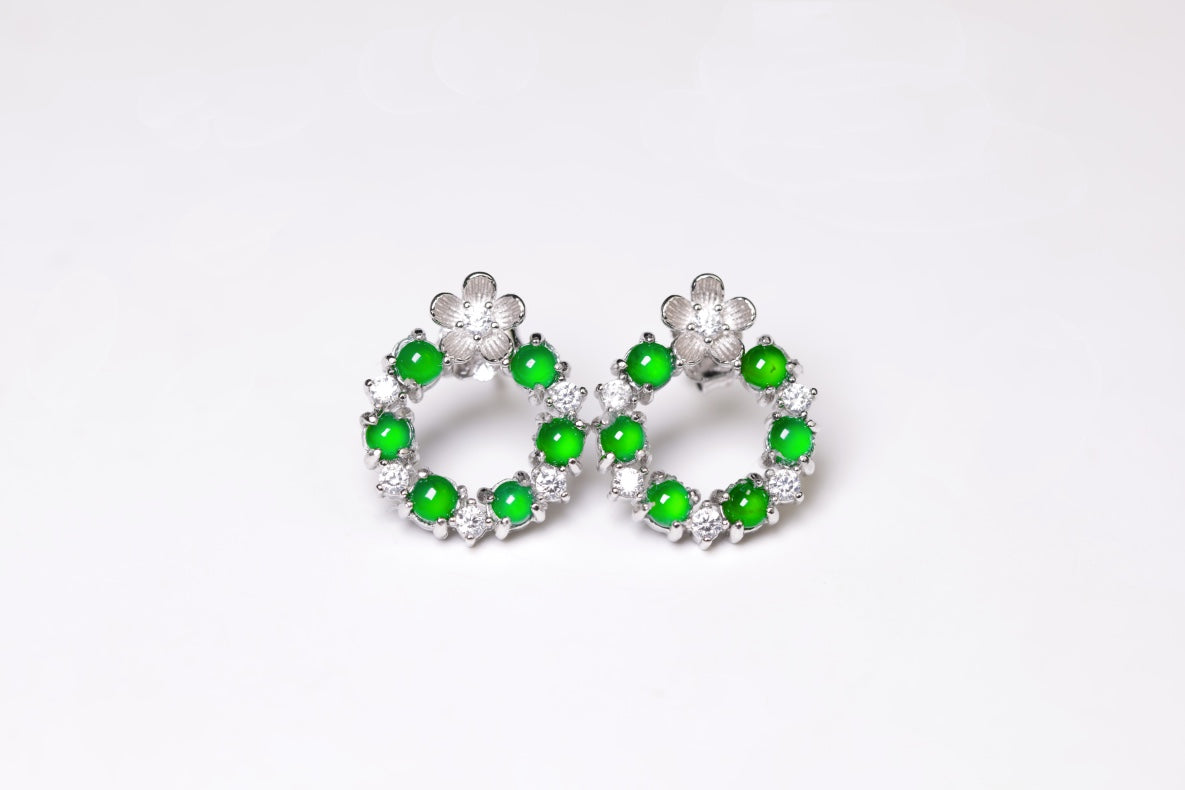 Hoop Earrings S925 Silver Jade