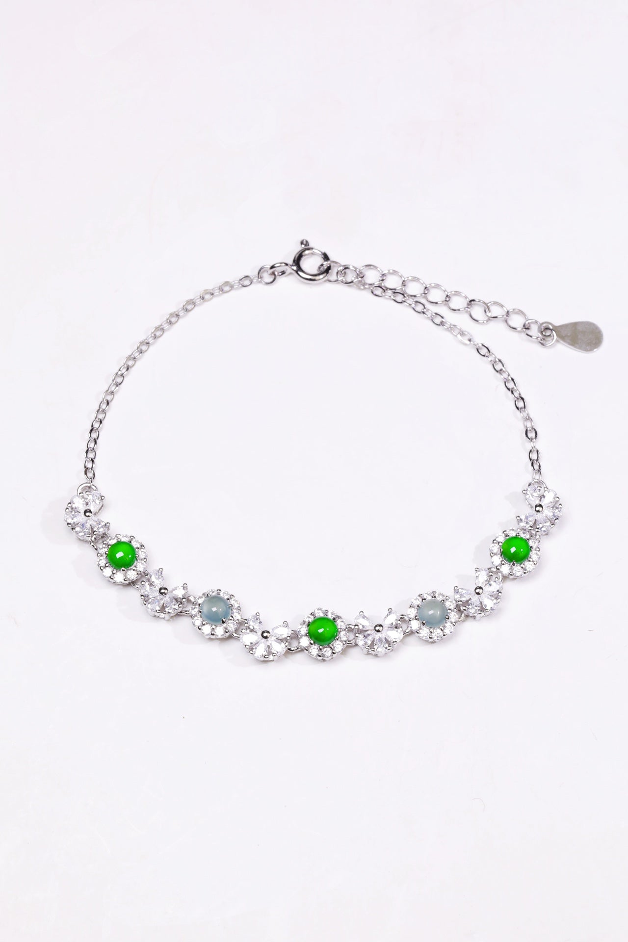 Egg-shaped bracelet S925 silver jadeite