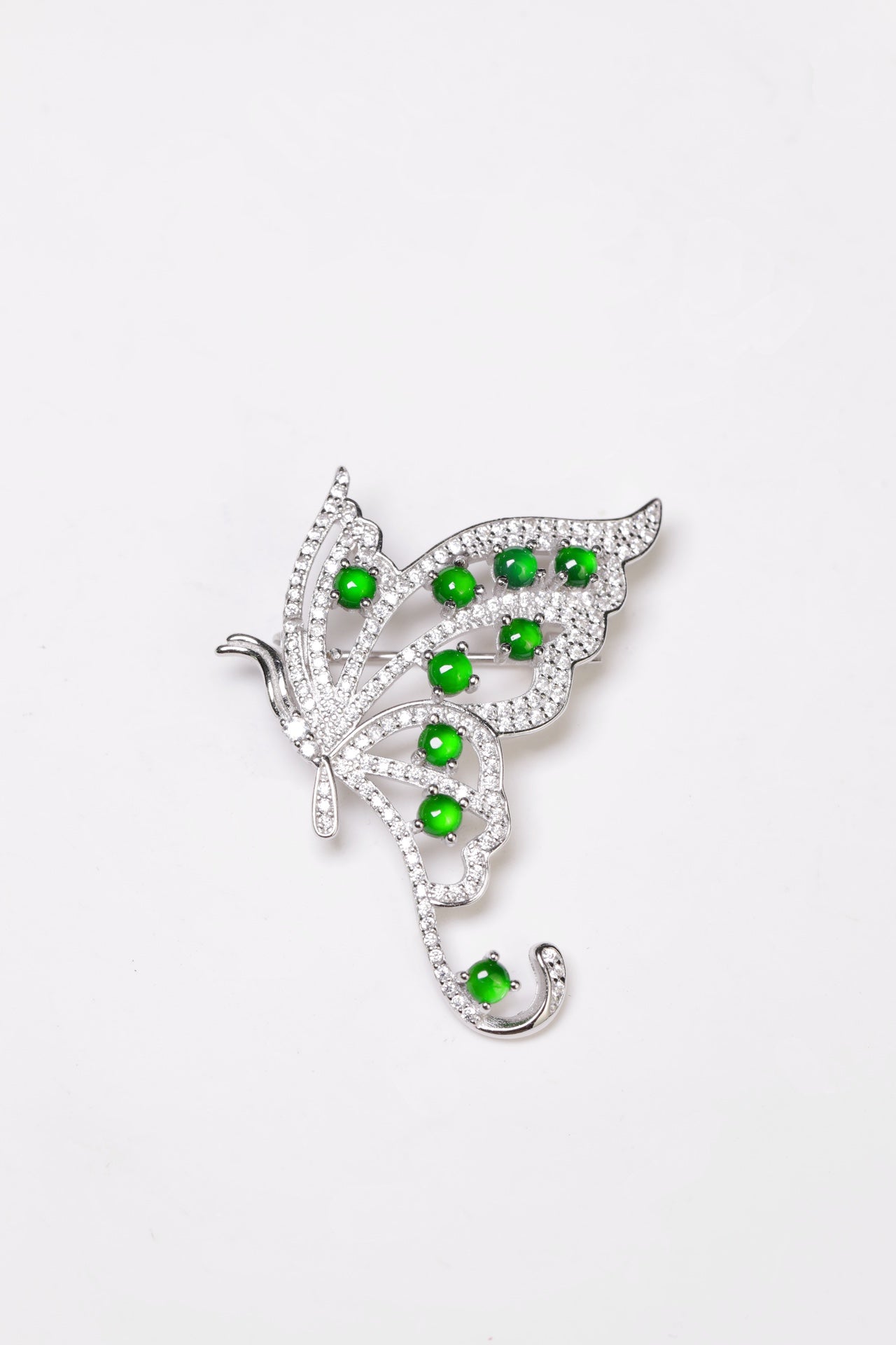 Butterfly Brooch S925 Silver Jade