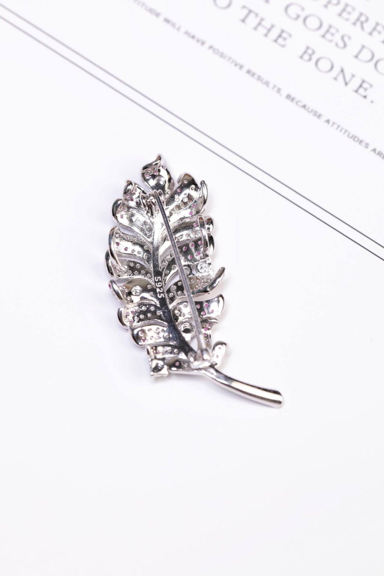 Feather Brooch S925 Silver Jade