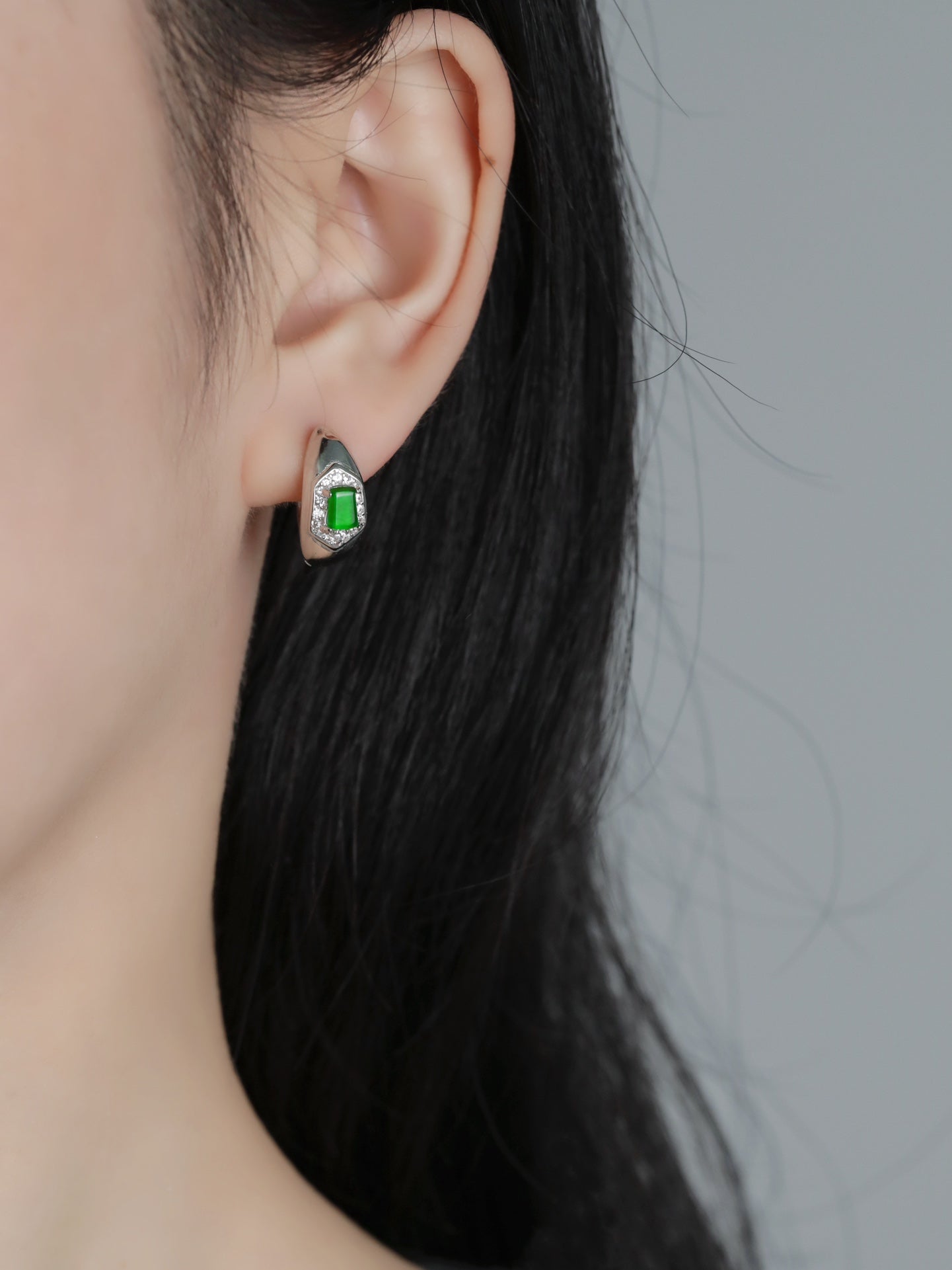 Square Earrings S925 Silver Jade