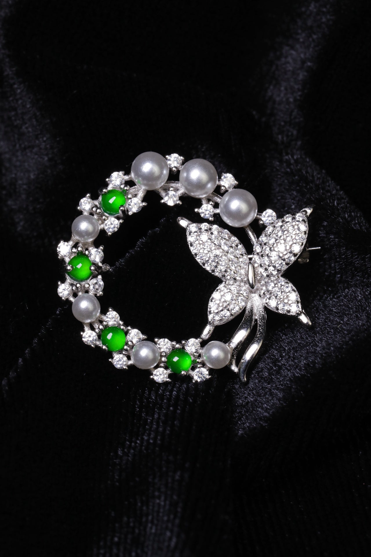 Butterfly Brooch S925 Silver Jade