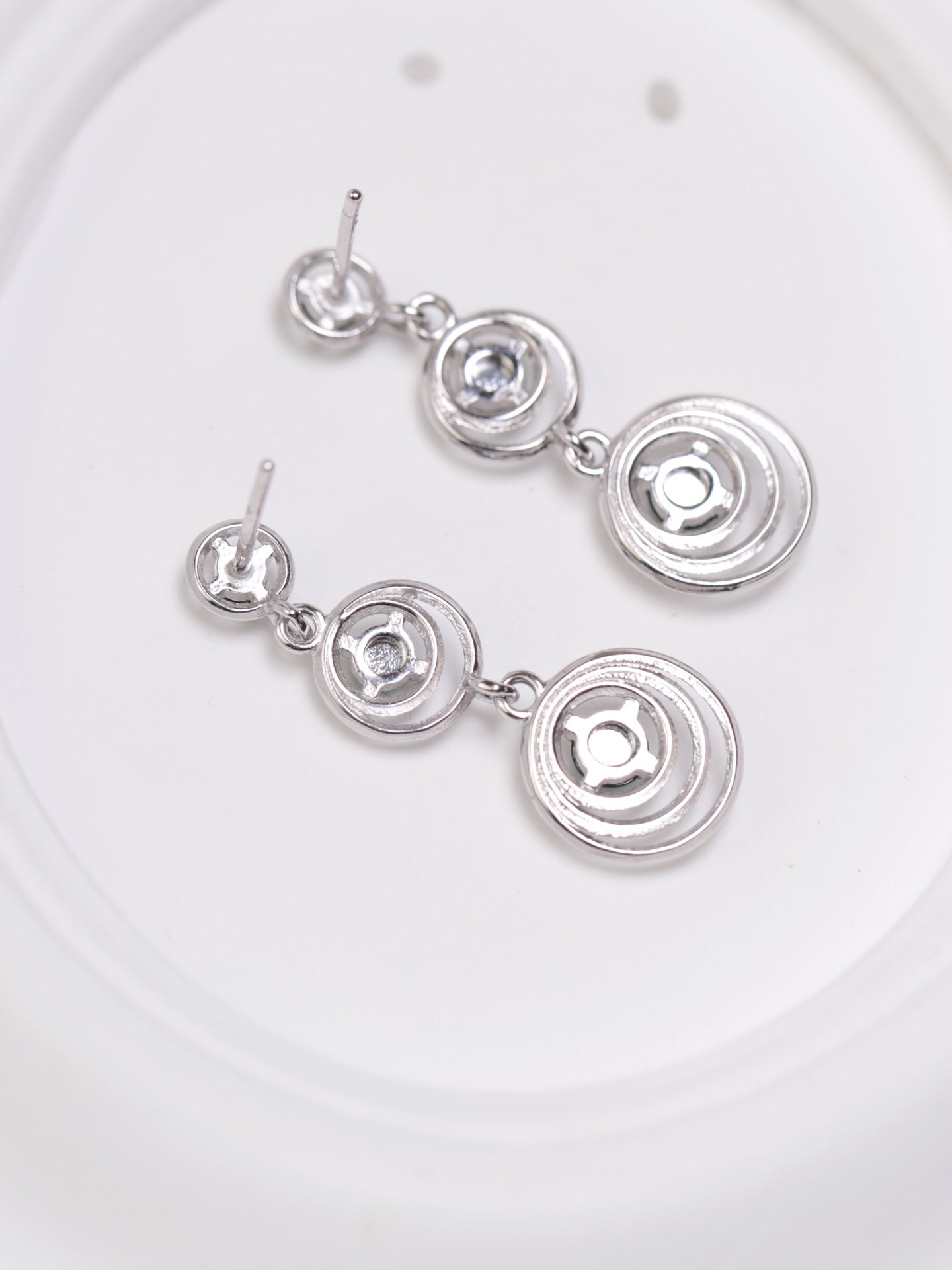 Three-circle earrings S925 silver jade