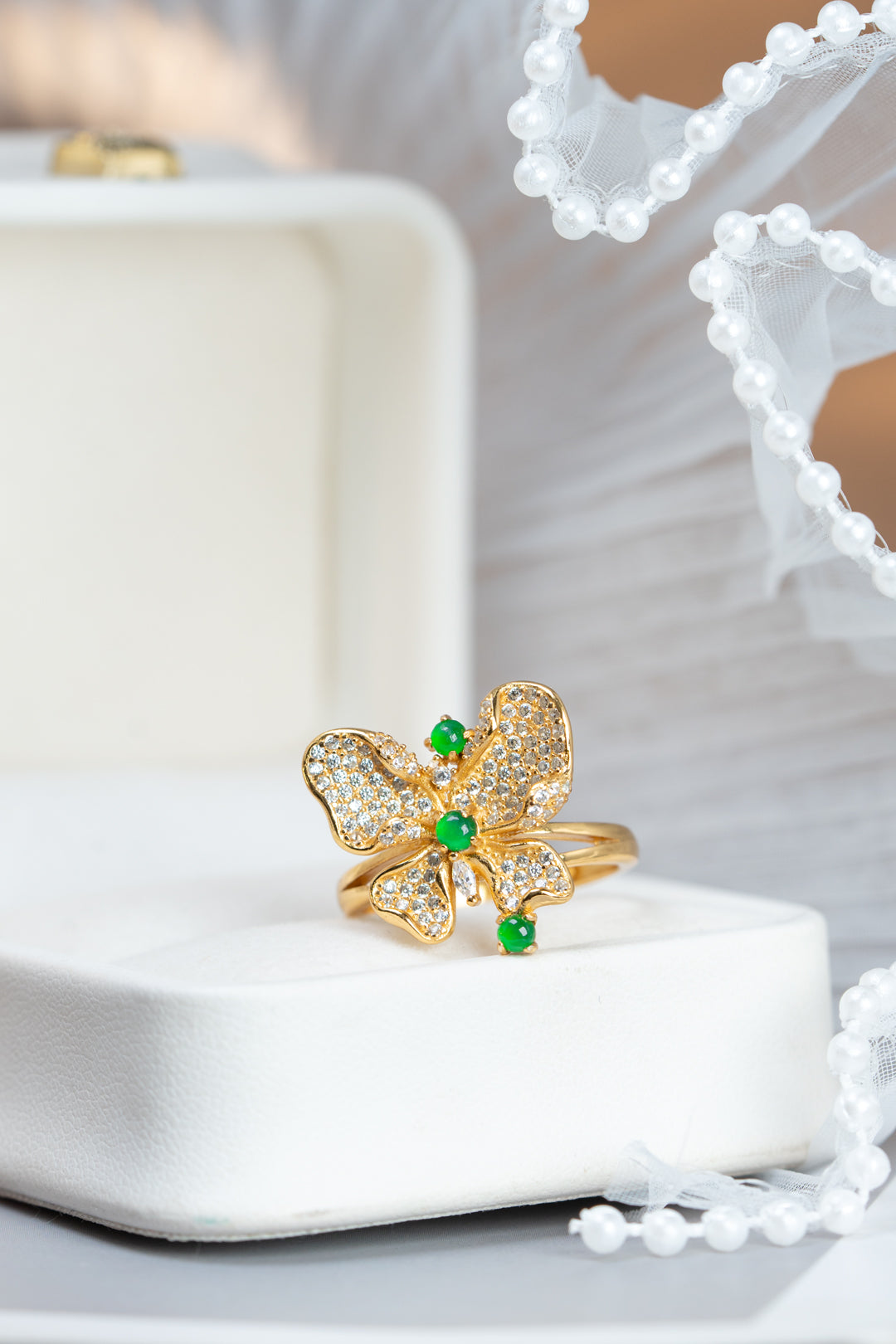 Butterfly Ring S925 Silver Jade