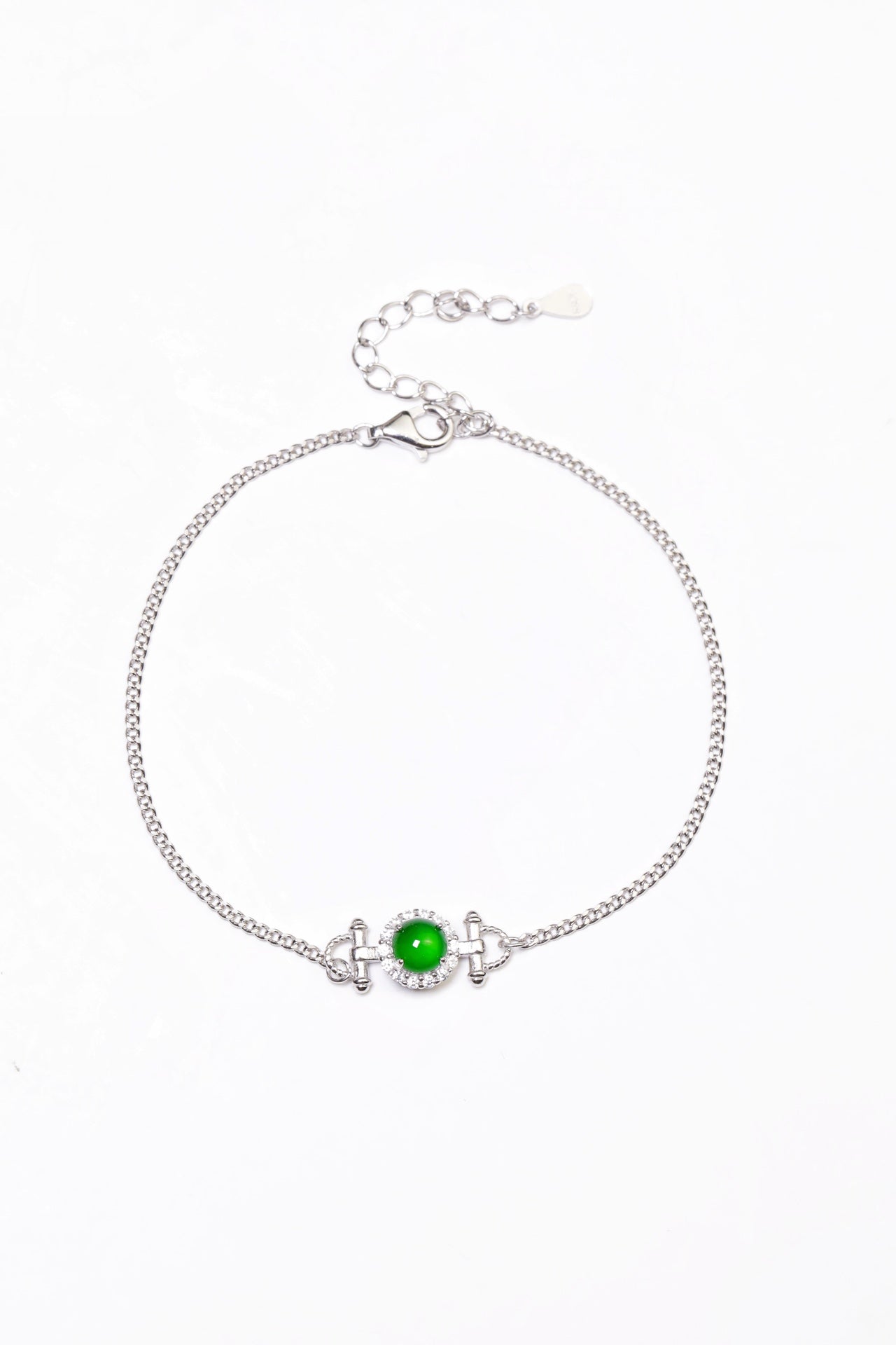 Egg-shaped bracelet S925 silver jadeite