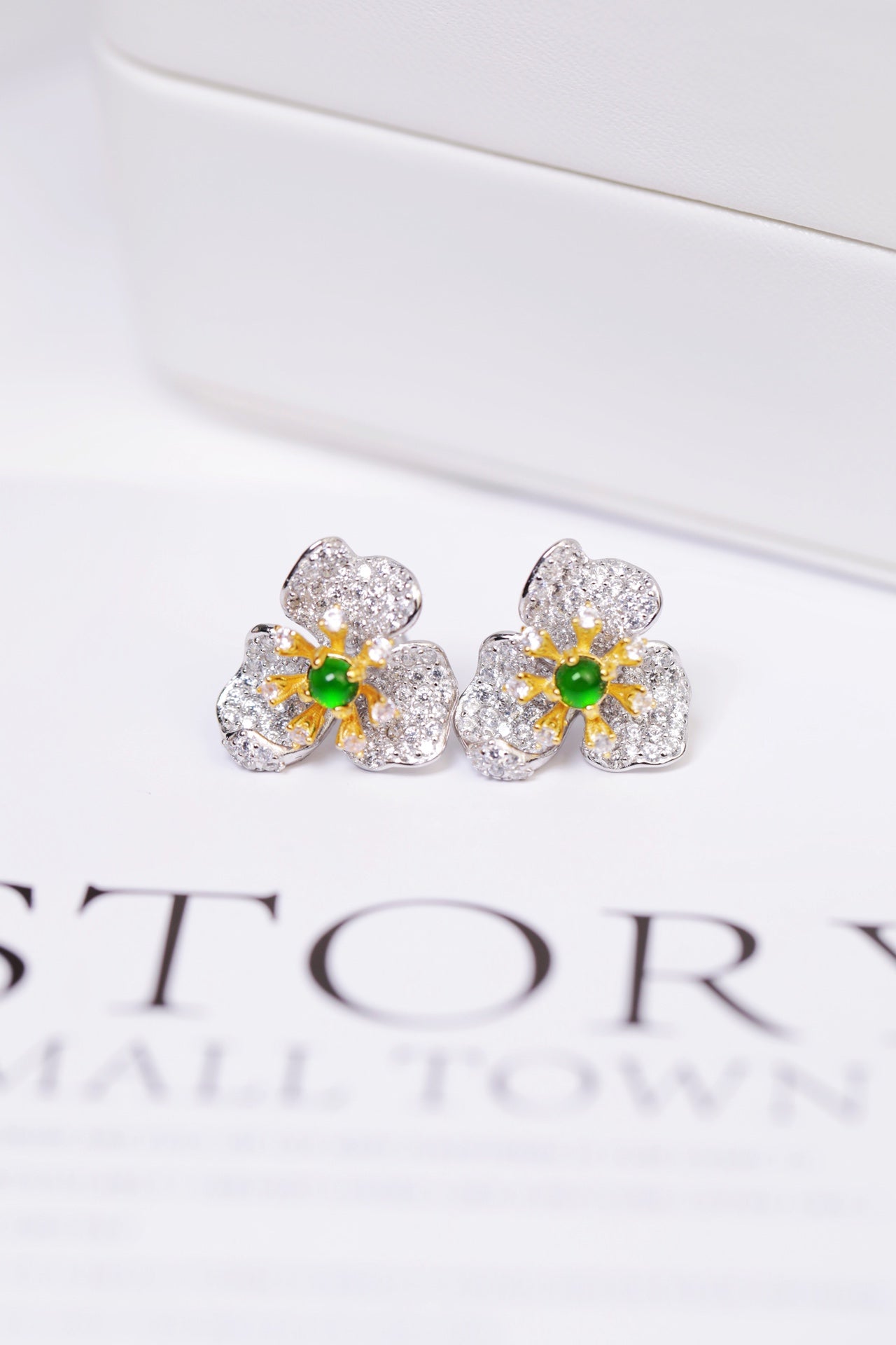 Flower Earrings S925 Silver Jade