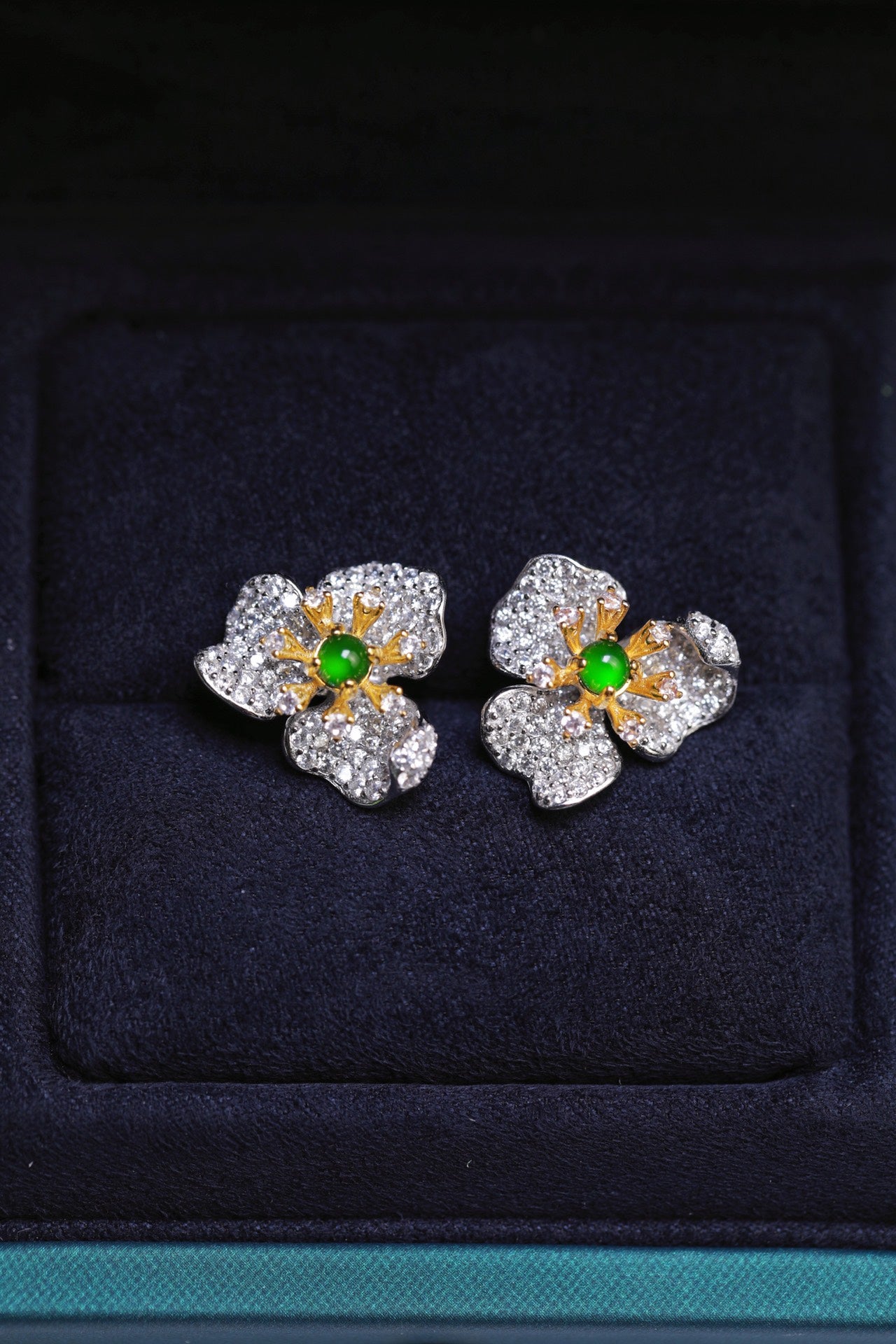 Flower Earrings S925 Silver Jade